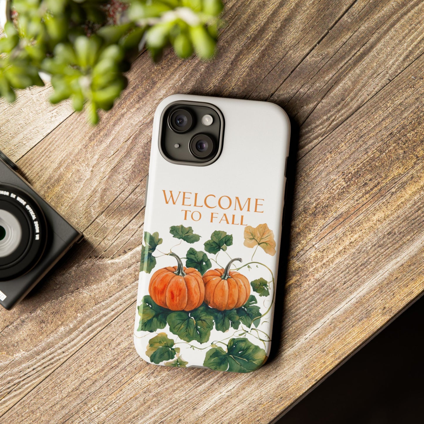 Welcome to Fall Phone Case, Pumpkin Autumn Leaves Design, Fall Aesthetic iPhone Cover, Seasonal Harvest Gift for Her