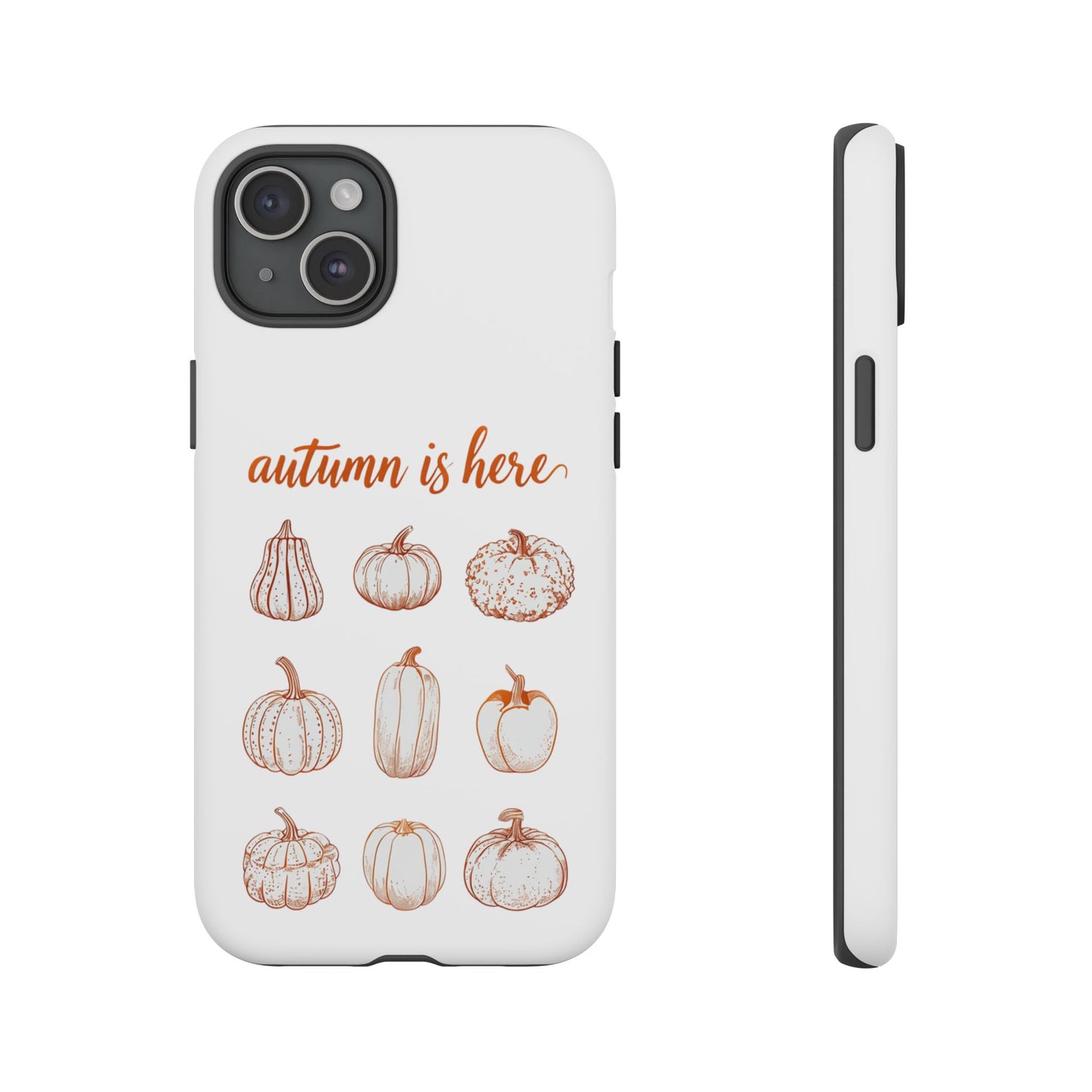 Autumn is Here Pumpkin Phone Case, Fall Pumpkin Illustration Phone Cover, Seasonal Autumn Phone Accessory