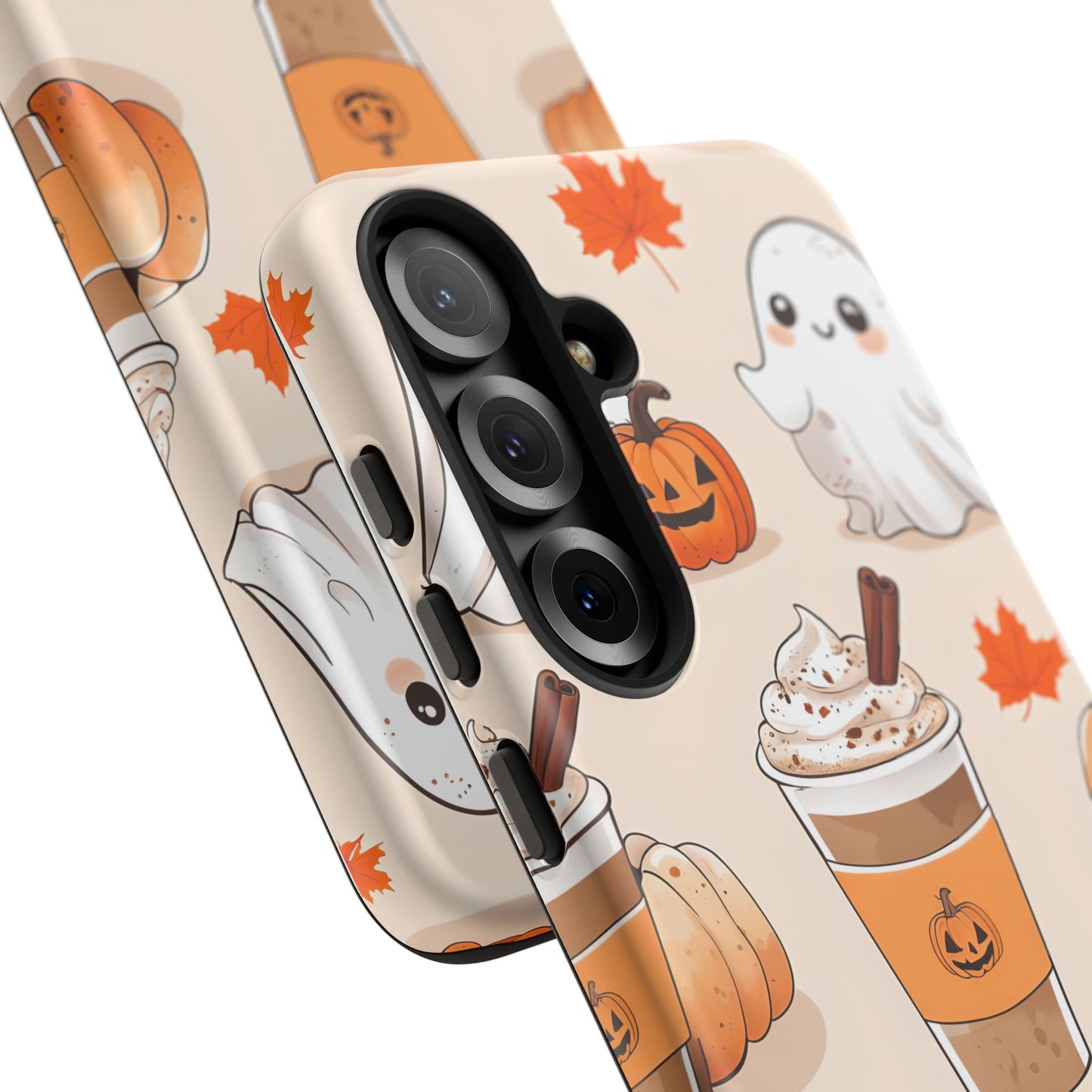 Kawaii Ghost Phone Case, Halloween Coffee Case, Pumpkin Spice iPhone Cover, Cute Fall Phone Grip, Spooky Season Aesthetic