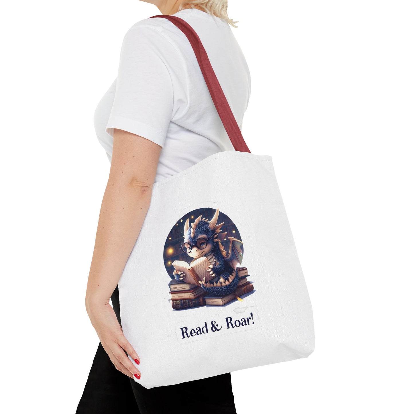 Enchanting Reads Dragon Tote Bag - Perfect for Book Lovers, Readers, Gifts, Literary Events, Reading Clubs!
