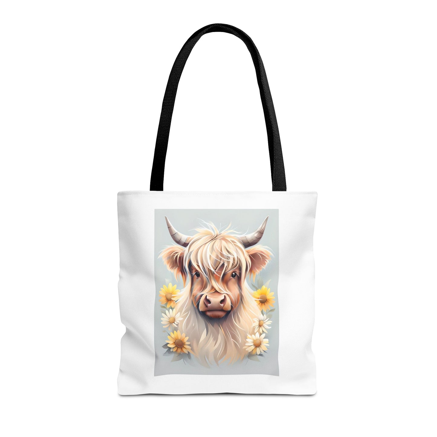 Adorable Highland Cow Tote Bag, Farmhouse Decor, Animal Lover Gift, Floral Print, Everyday Use, Easter gift