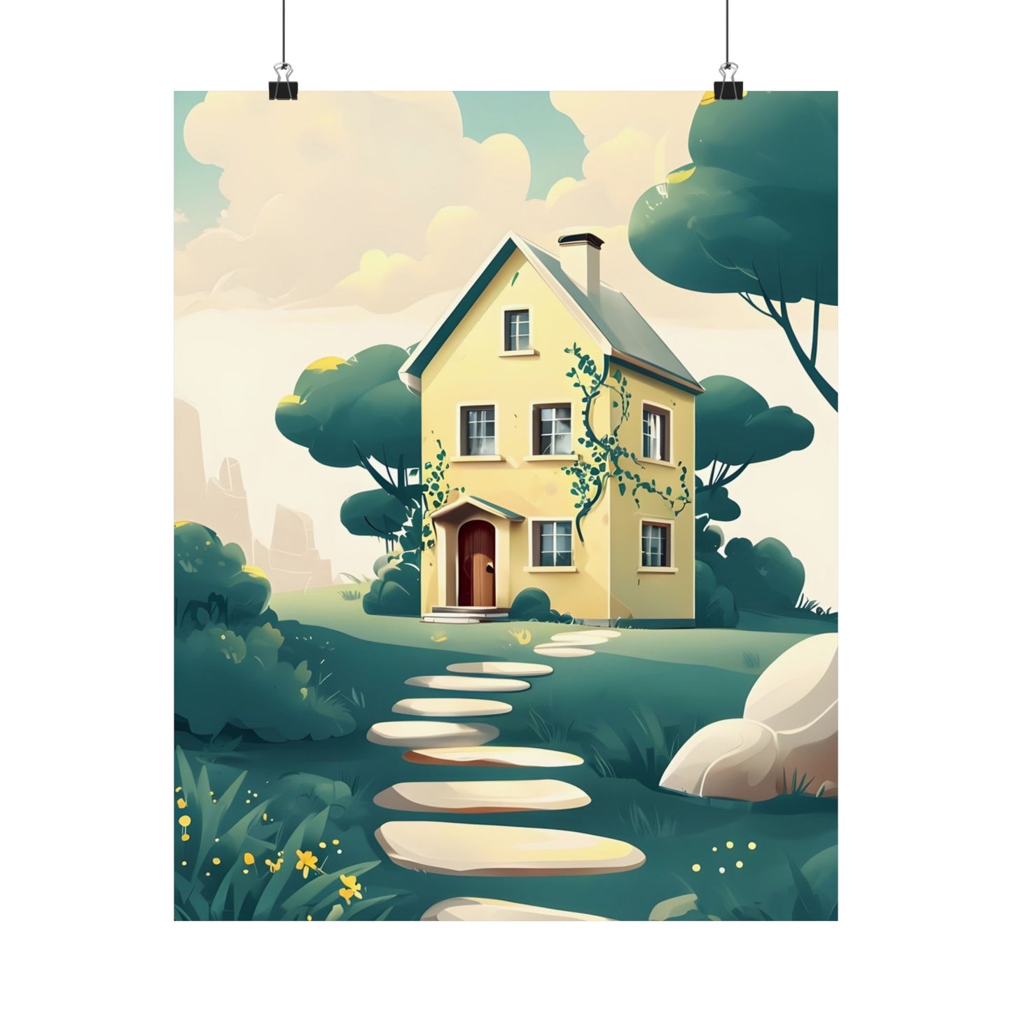 Charming Matte Vertical Posters of Whimsical House Designs | Home Decor, Wall Art, New Home Gifts, Nature-Themed Decor, Housewarming