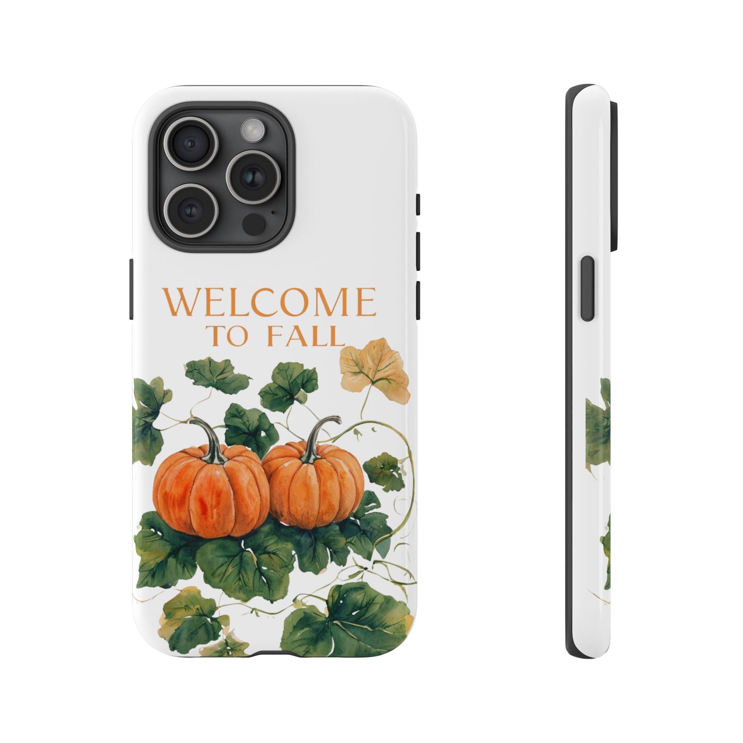Welcome to Fall Phone Case, Pumpkin Autumn Leaves Design, Fall Aesthetic iPhone Cover, Seasonal Harvest Gift for Her
