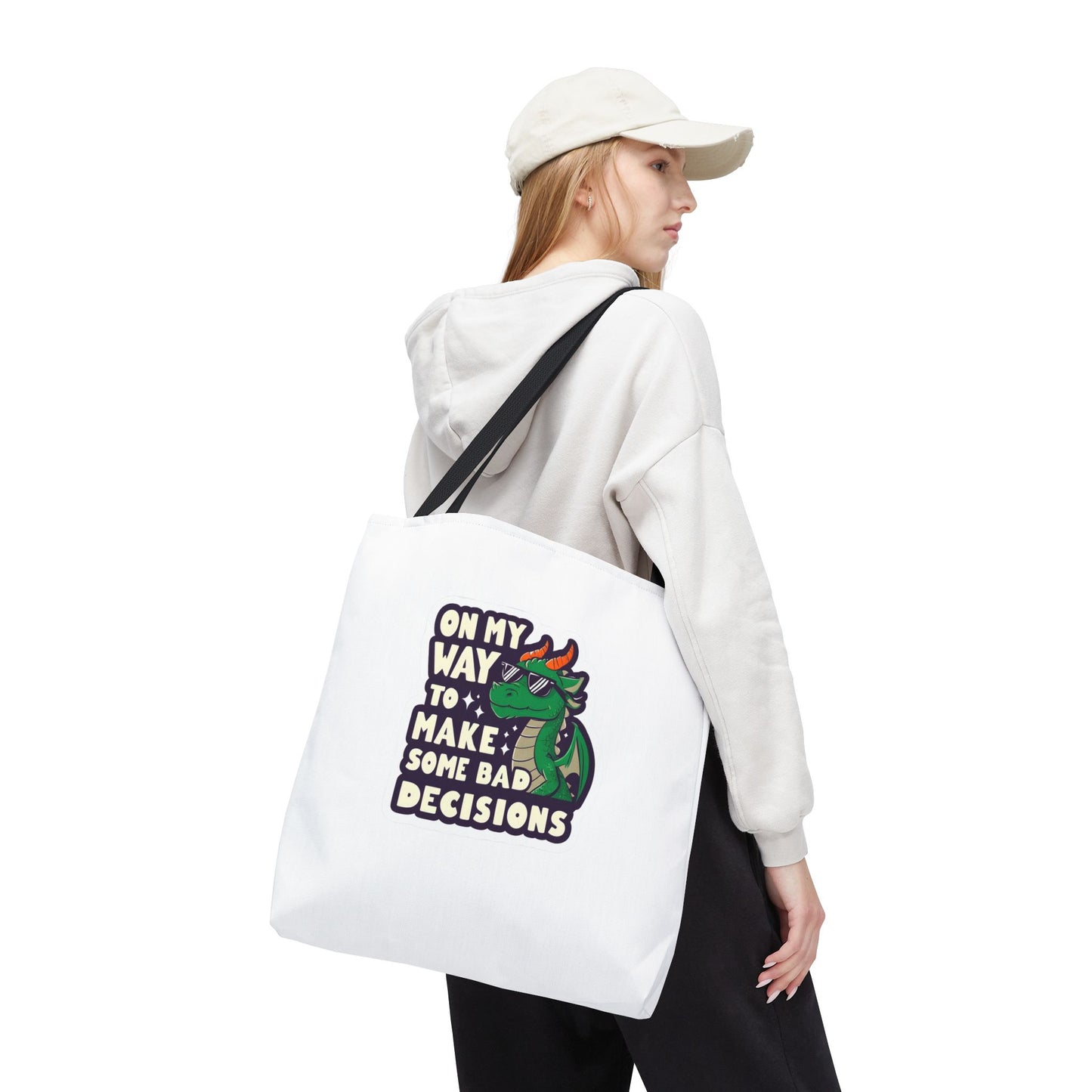Funny Dragon Tote Bag - "On My Way to Make Some Bad Decisions"