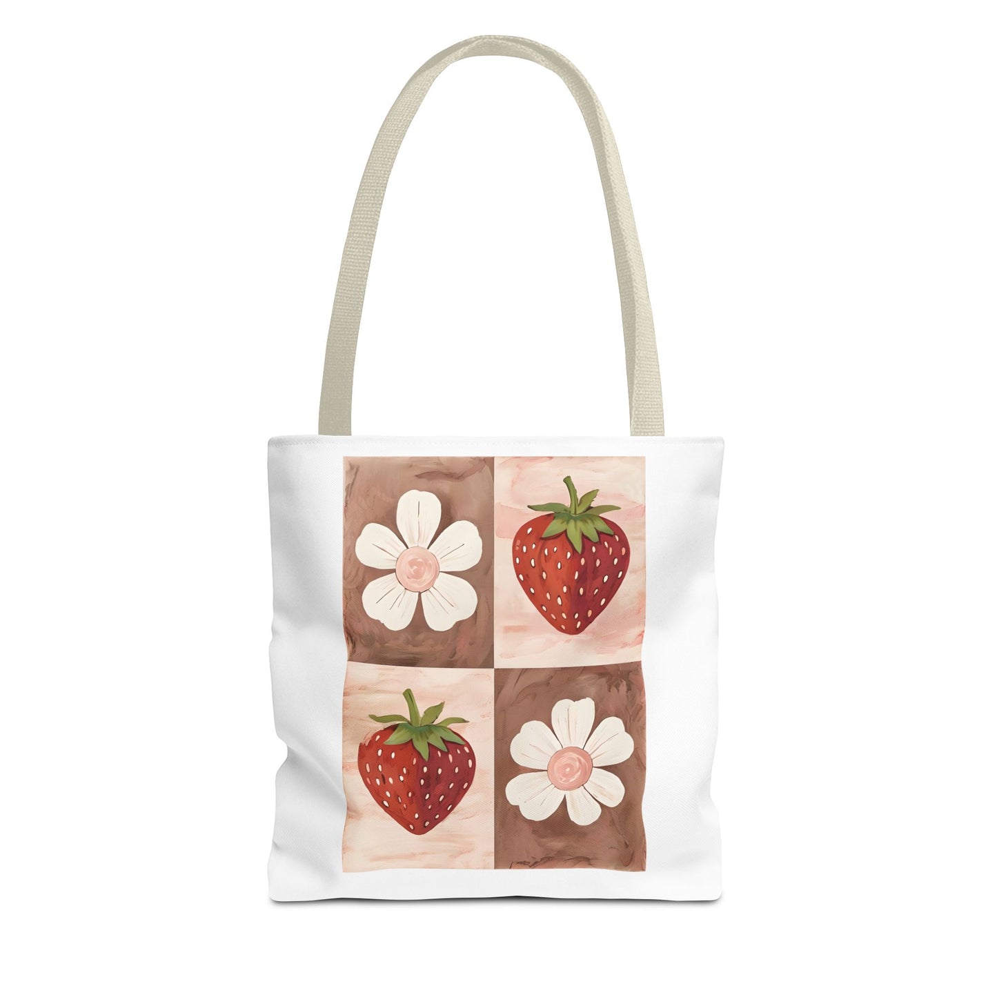Strawberry Floral Tote Bag, Perfect for Spring, Eco-Friendly Shopping, Farmers Market, Gifts for Her, Cute Weekend Bag