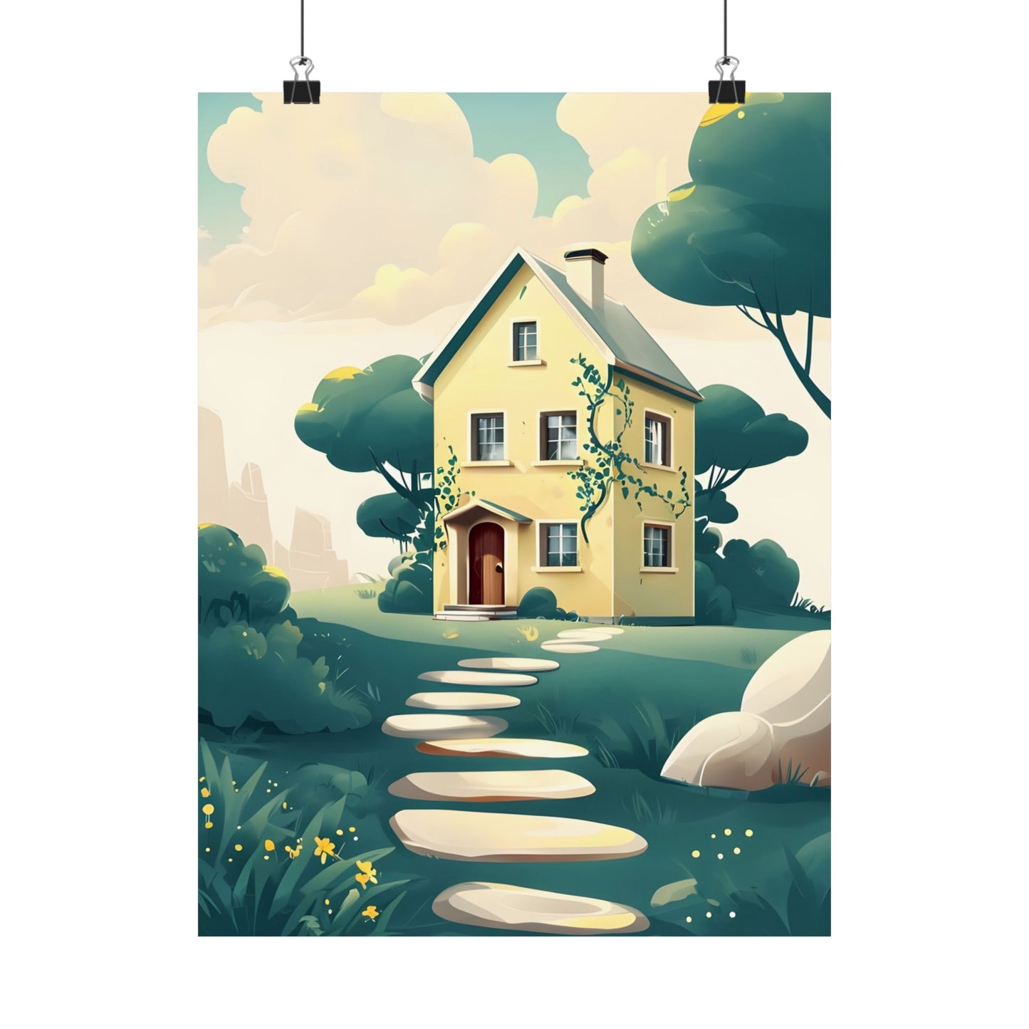 Charming Matte Vertical Posters of Whimsical House Designs | Home Decor, Wall Art, New Home Gifts, Nature-Themed Decor, Housewarming