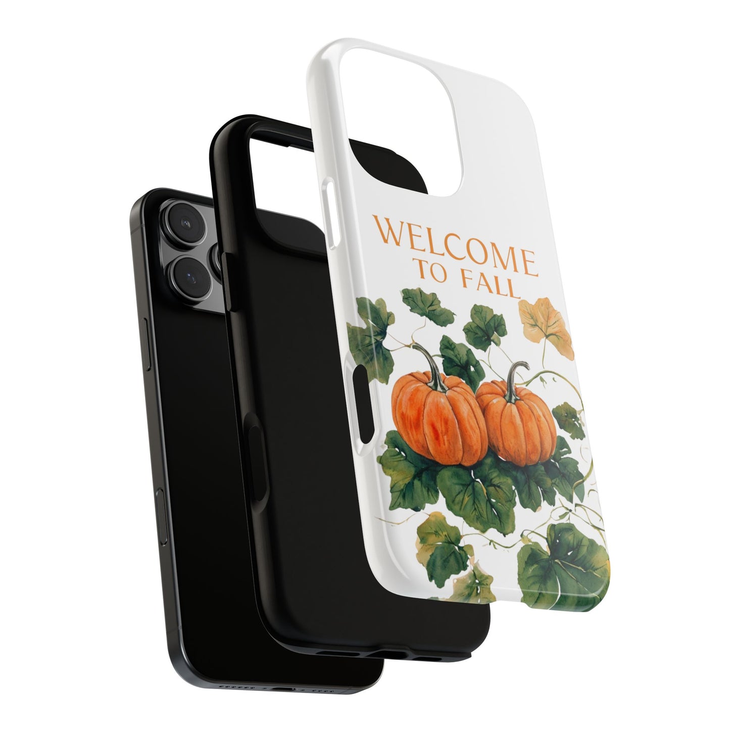 Welcome to Fall Phone Case, Pumpkin Autumn Leaves Design, Fall Aesthetic iPhone Cover, Seasonal Harvest Gift for Her