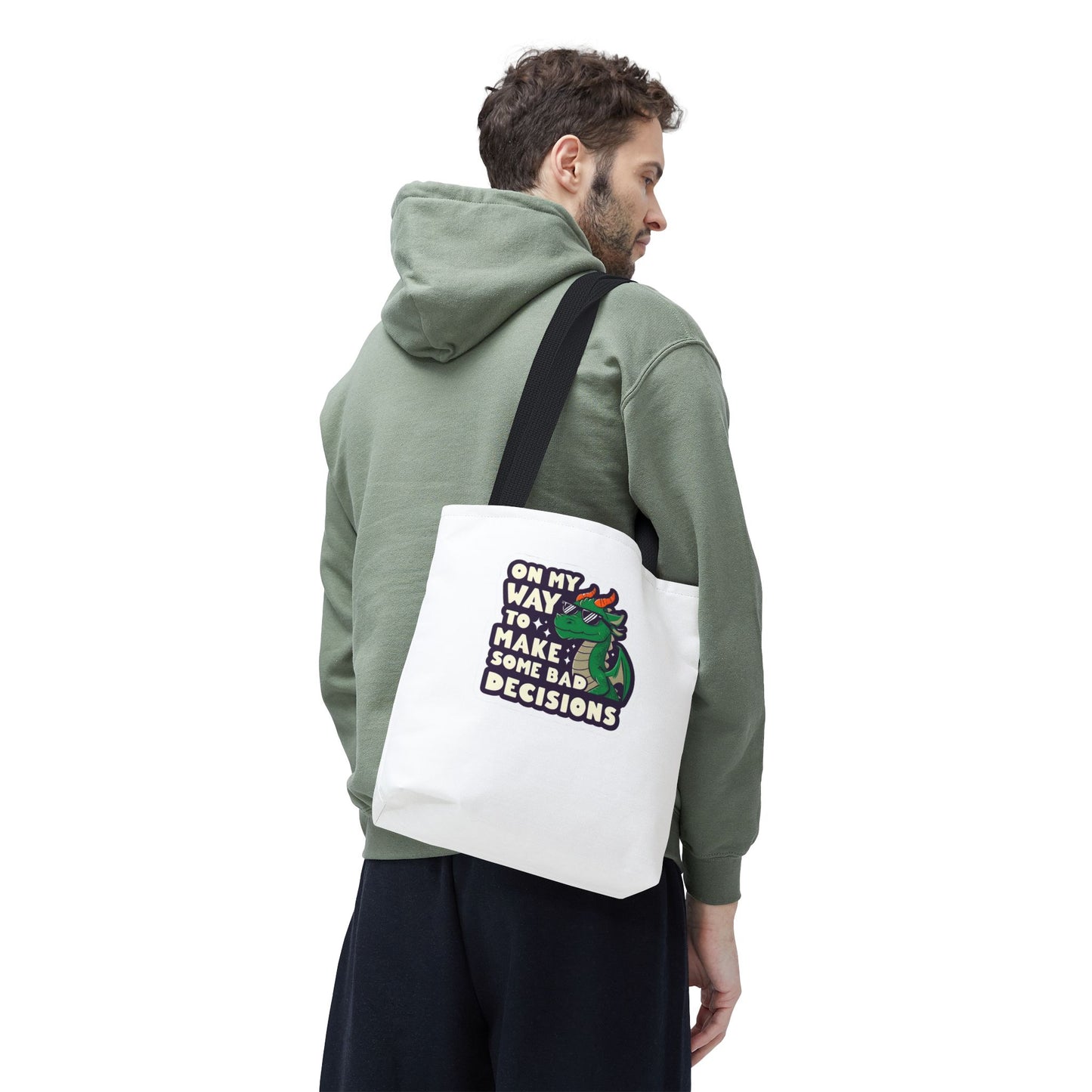 Funny Dragon Tote Bag - "On My Way to Make Some Bad Decisions"