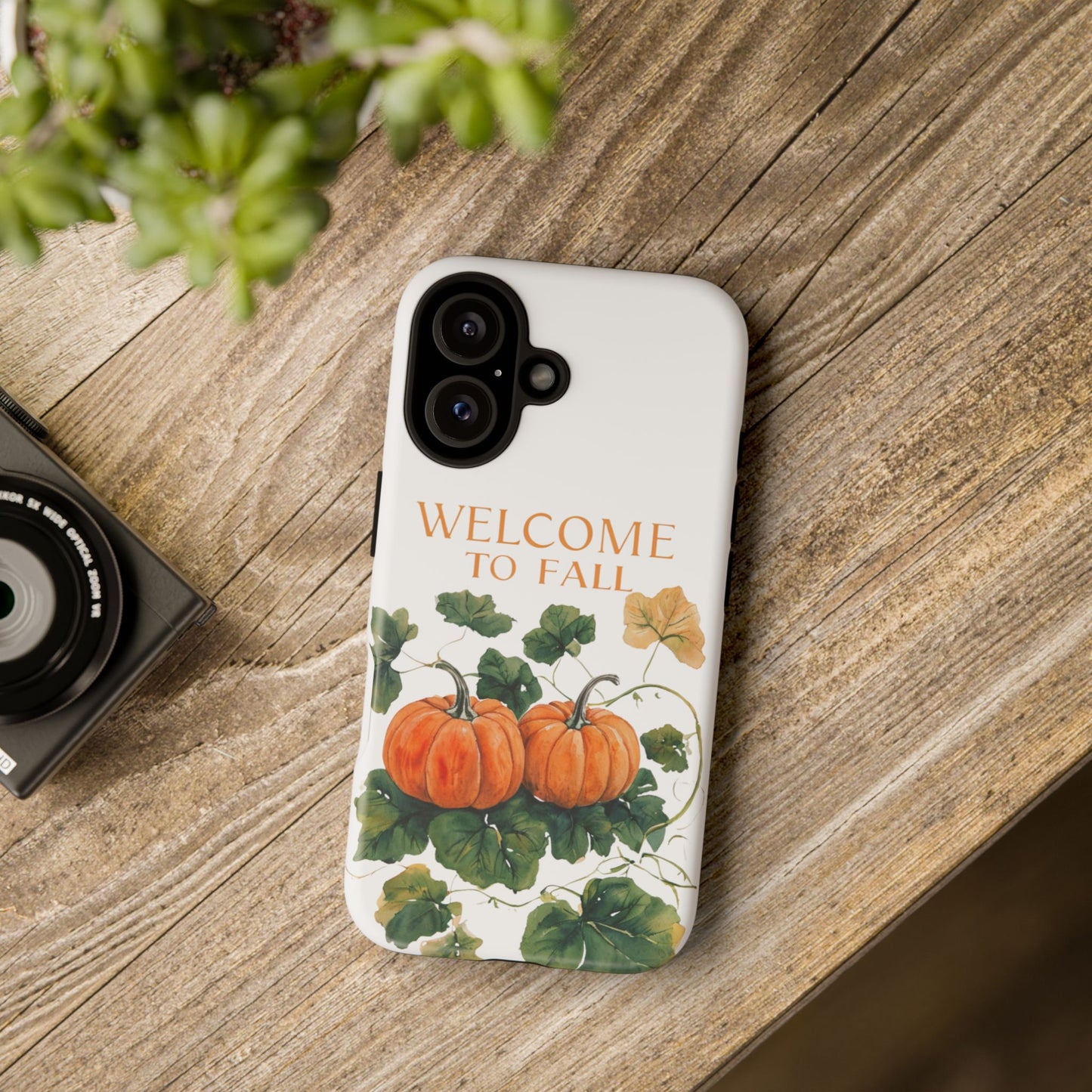 Welcome to Fall Phone Case, Pumpkin Autumn Leaves Design, Fall Aesthetic iPhone Cover, Seasonal Harvest Gift for Her