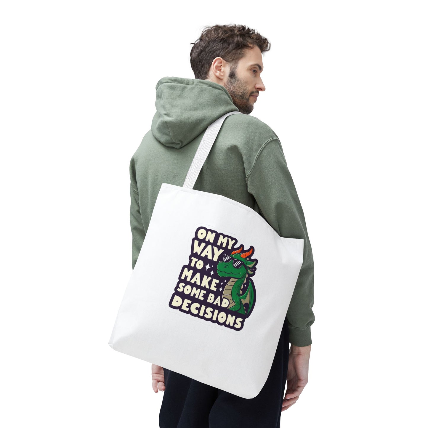 Funny Dragon Tote Bag - "On My Way to Make Some Bad Decisions"