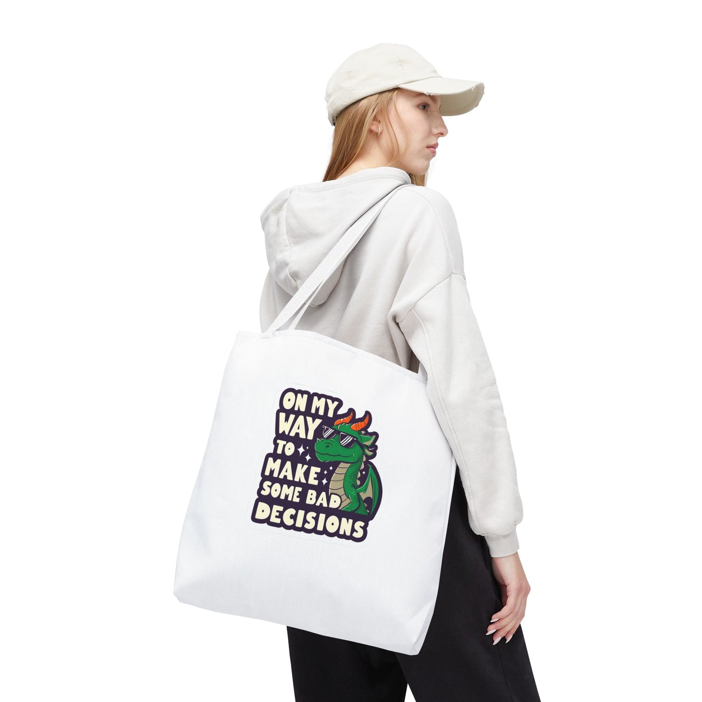 Funny Dragon Tote Bag - "On My Way to Make Some Bad Decisions"