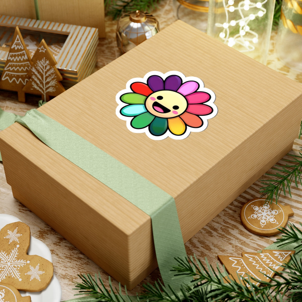Happy Flower Kiss-Cut Stickers | Cheerful Floral Decals for Laptops, Water Bottles, Kids, Gift Ideas, Happiness Decoration