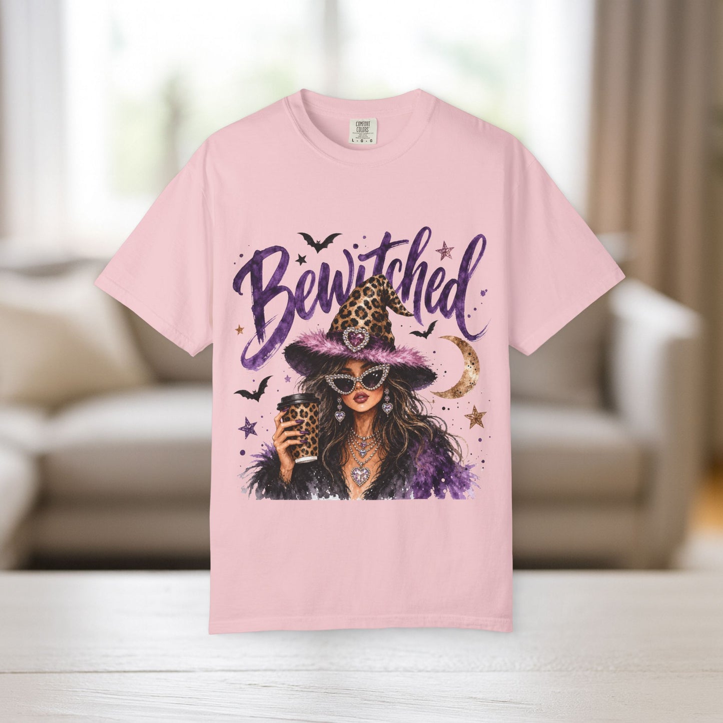 Bewitched Shirt | Glam Witch Comfort Colors Tee | Leopard Witch Hat Halloween Shirt | Sassy Halloween Graphic Tee | Witchy Girl Gift Shirt