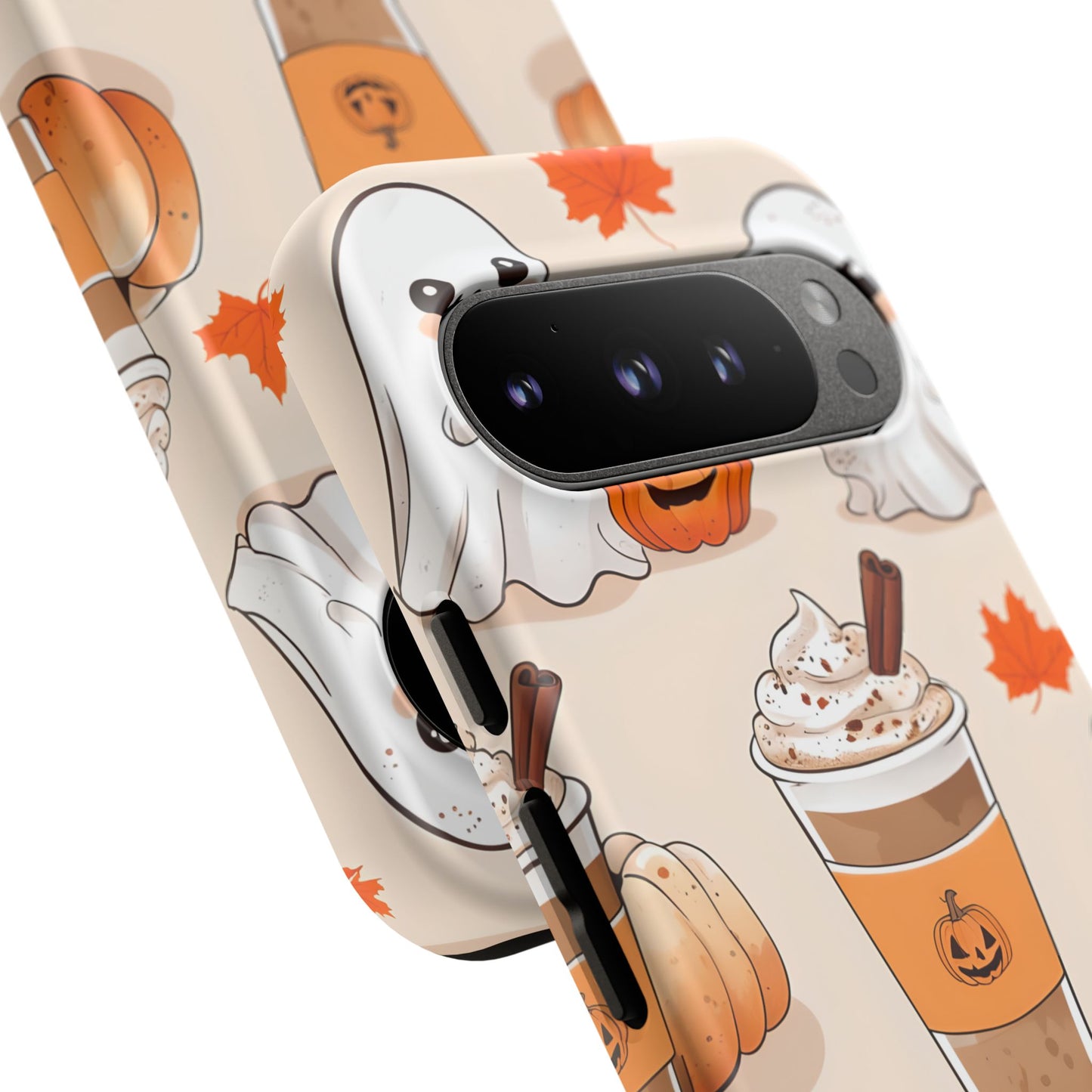 Kawaii Ghost Phone Case, Halloween Coffee Case, Pumpkin Spice iPhone Cover, Cute Fall Phone Grip, Spooky Season Aesthetic