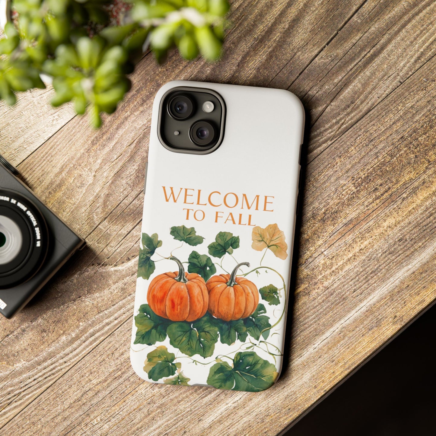 Welcome to Fall Phone Case, Pumpkin Autumn Leaves Design, Fall Aesthetic iPhone Cover, Seasonal Harvest Gift for Her