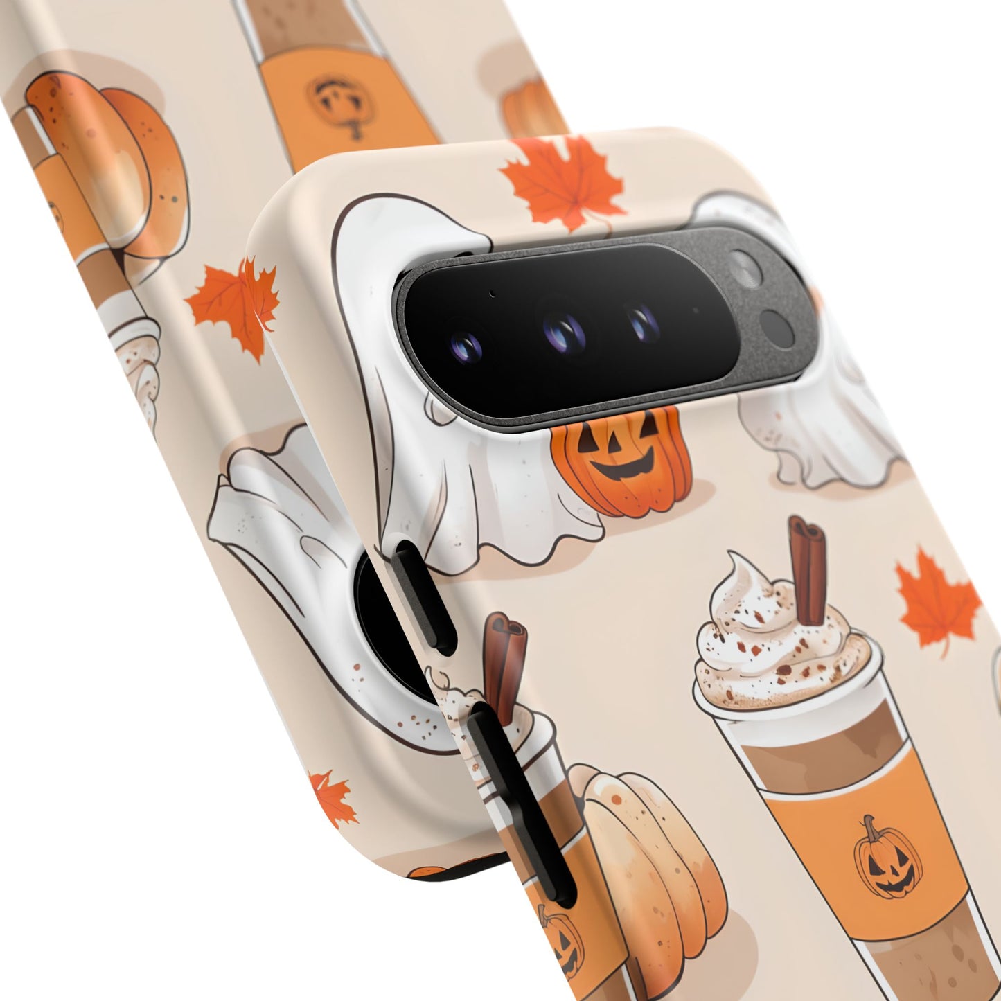 Kawaii Ghost Phone Case, Halloween Coffee Case, Pumpkin Spice iPhone Cover, Cute Fall Phone Grip, Spooky Season Aesthetic