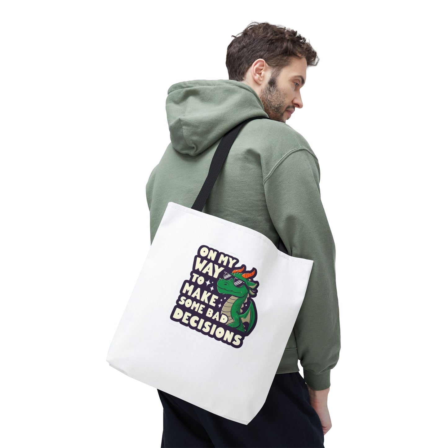 Funny Dragon Tote Bag - "On My Way to Make Some Bad Decisions"
