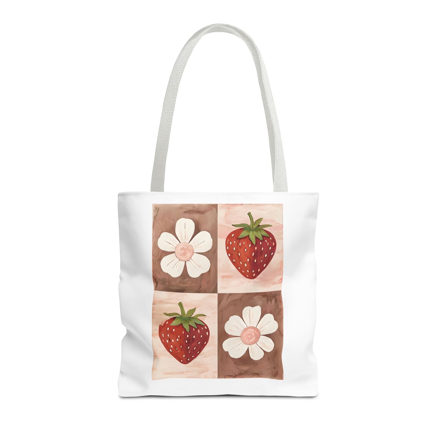 Strawberry Floral Tote Bag, Perfect for Spring, Eco-Friendly Shopping, Farmers Market, Gifts for Her, Cute Weekend Bag