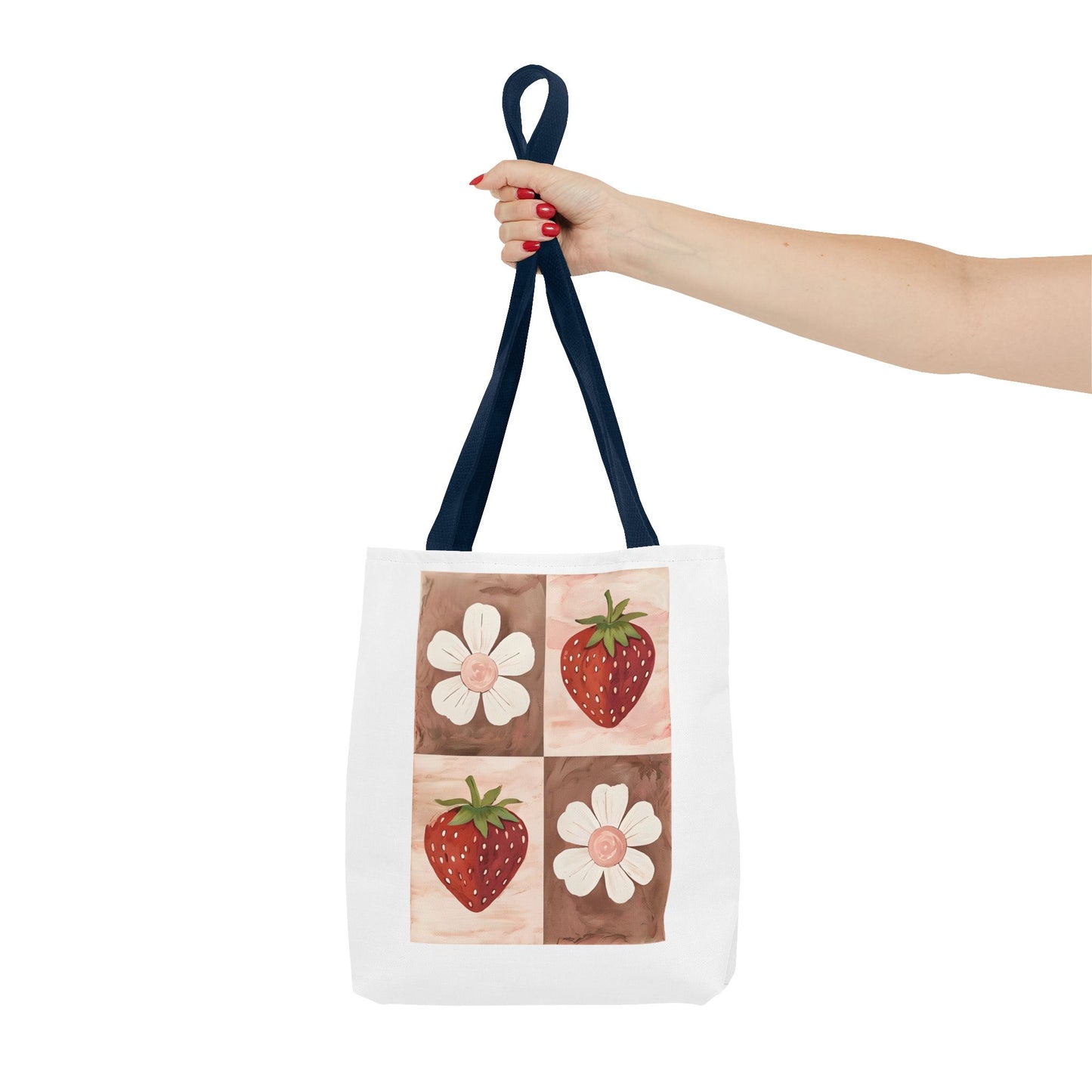 Strawberry Floral Tote Bag, Perfect for Spring, Eco-Friendly Shopping, Farmers Market, Gifts for Her, Cute Weekend Bag