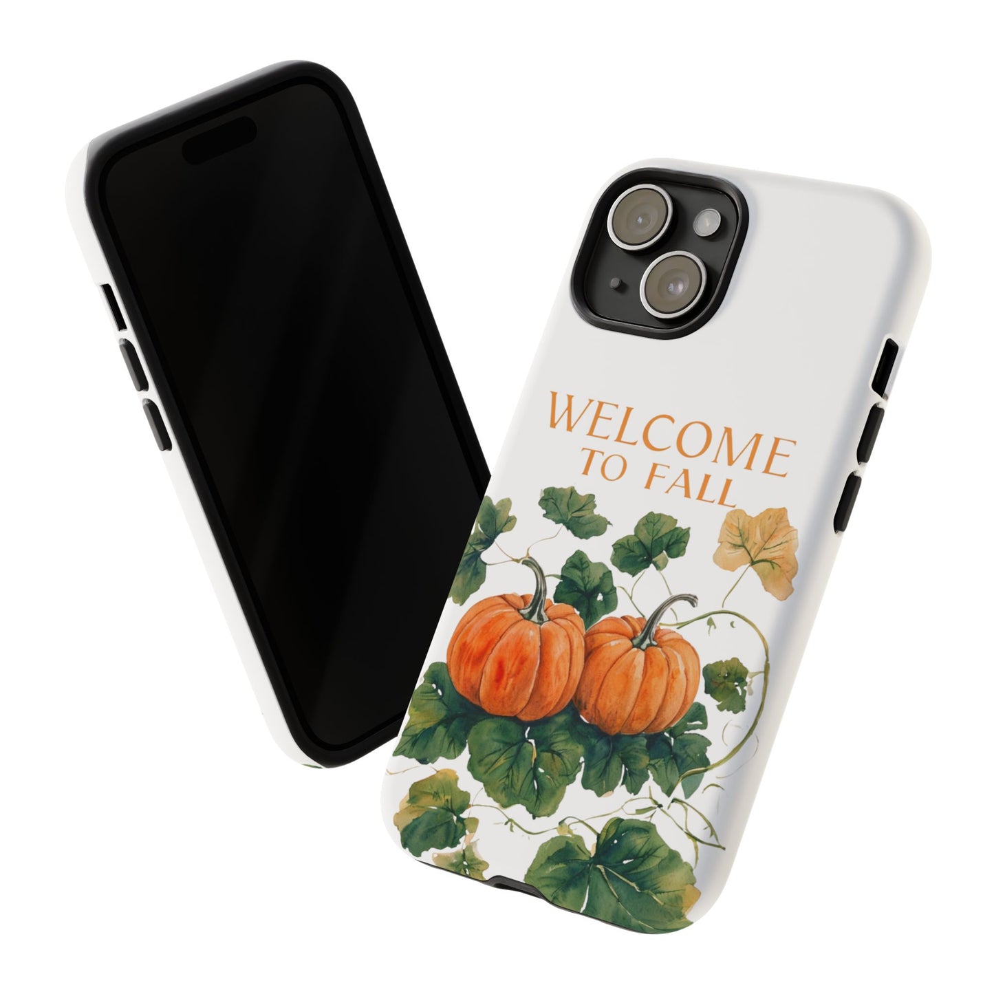 Welcome to Fall Phone Case, Pumpkin Autumn Leaves Design, Fall Aesthetic iPhone Cover, Seasonal Harvest Gift for Her