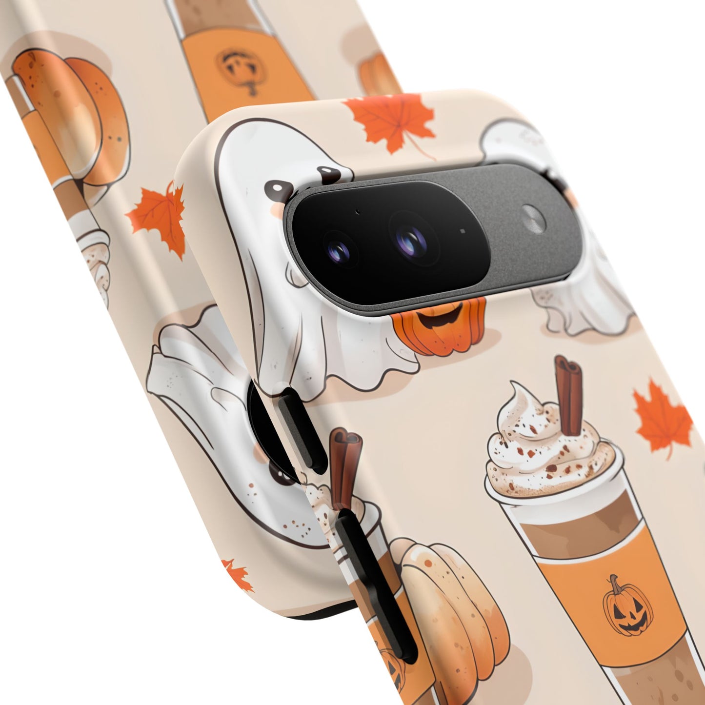 Kawaii Ghost Phone Case, Halloween Coffee Case, Pumpkin Spice iPhone Cover, Cute Fall Phone Grip, Spooky Season Aesthetic