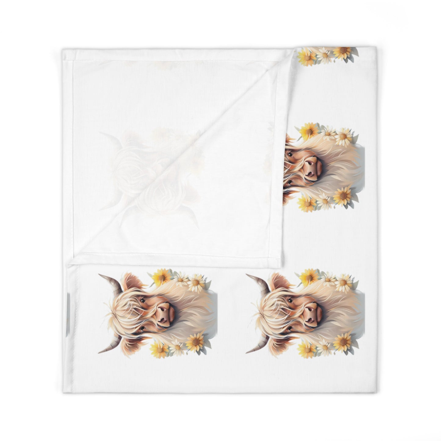 Floral Highland Cow Baby Swaddle Blanket, Cozy Newborn Wrap, Floral Nursery Blanket, Baby Shower Gift, Cute Baby Swaddle