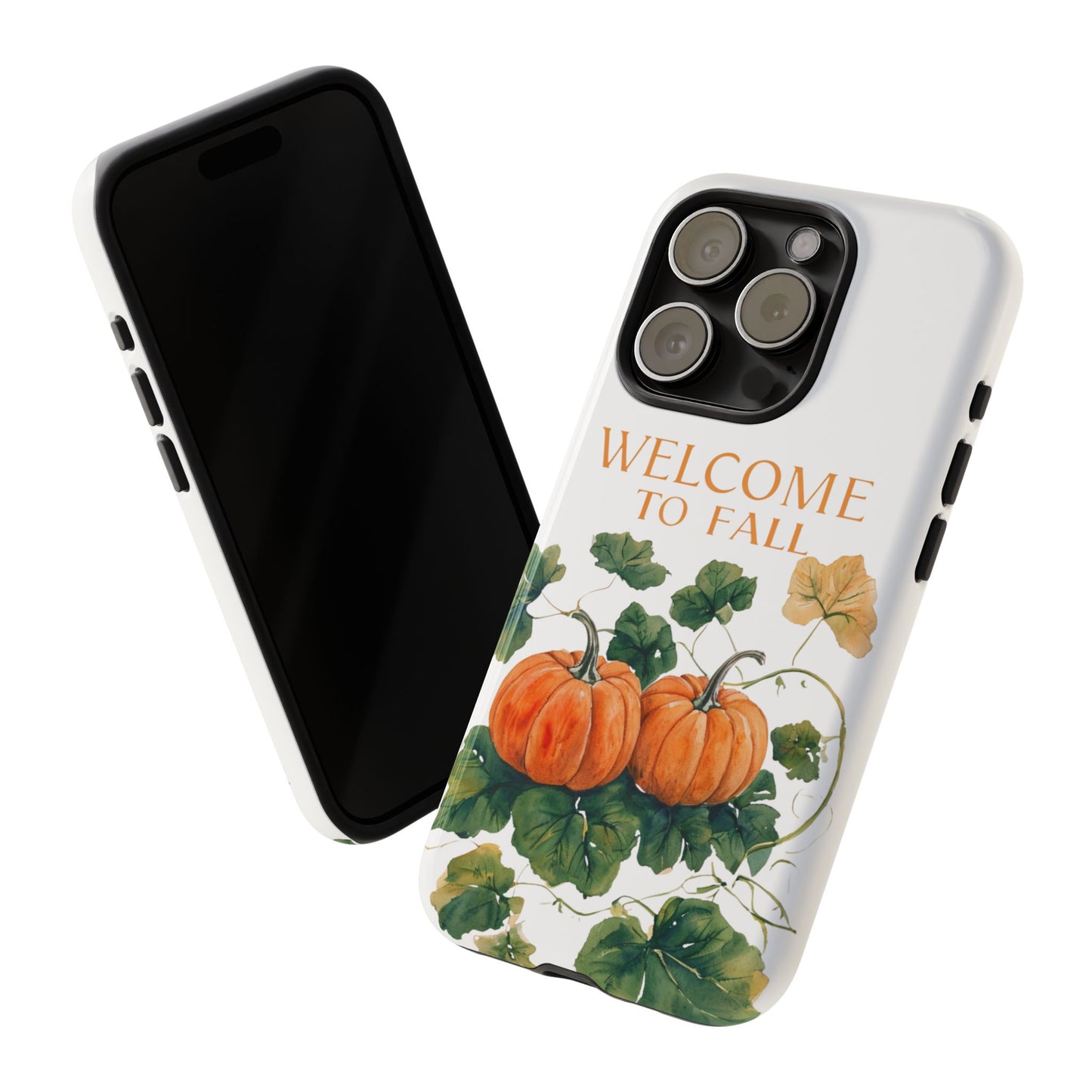 Welcome to Fall Phone Case, Pumpkin Autumn Leaves Design, Fall Aesthetic iPhone Cover, Seasonal Harvest Gift for Her