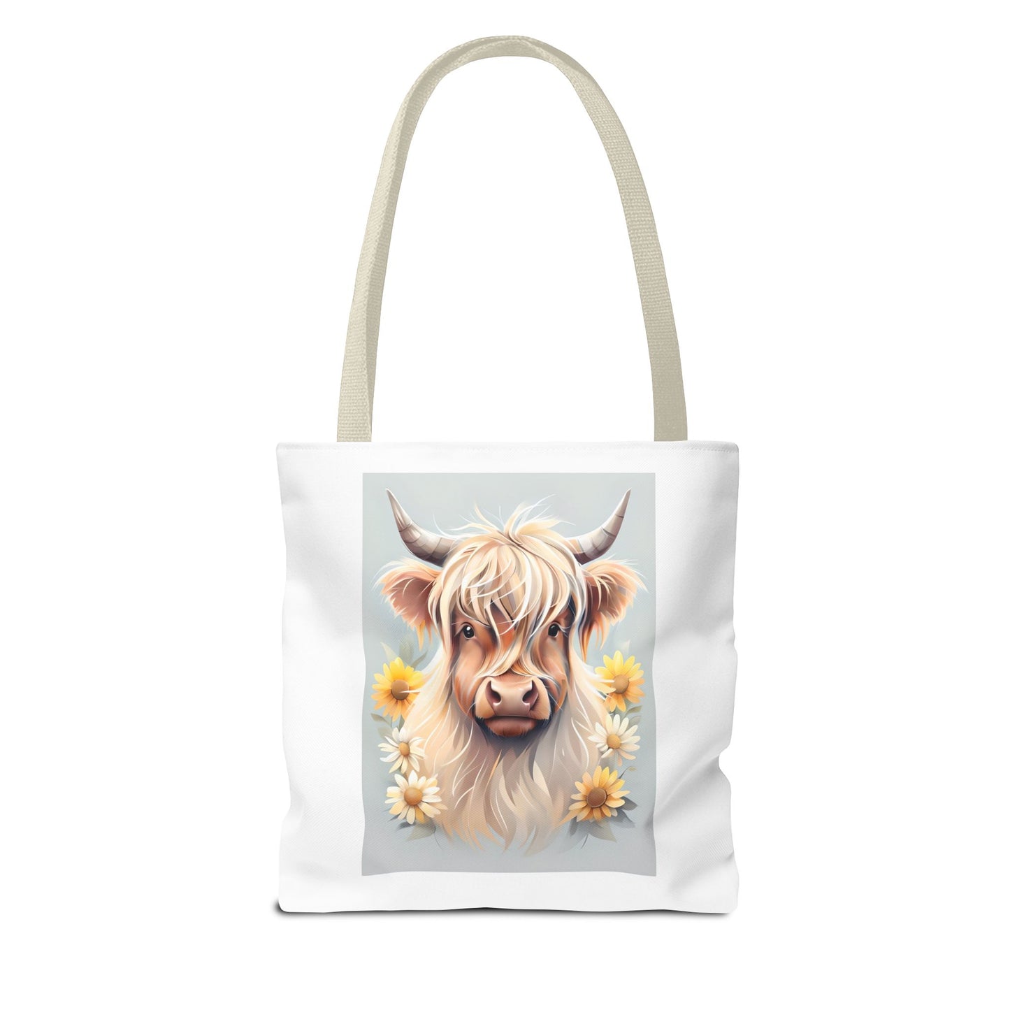 Adorable Highland Cow Tote Bag, Farmhouse Decor, Animal Lover Gift, Floral Print, Everyday Use, Easter gift