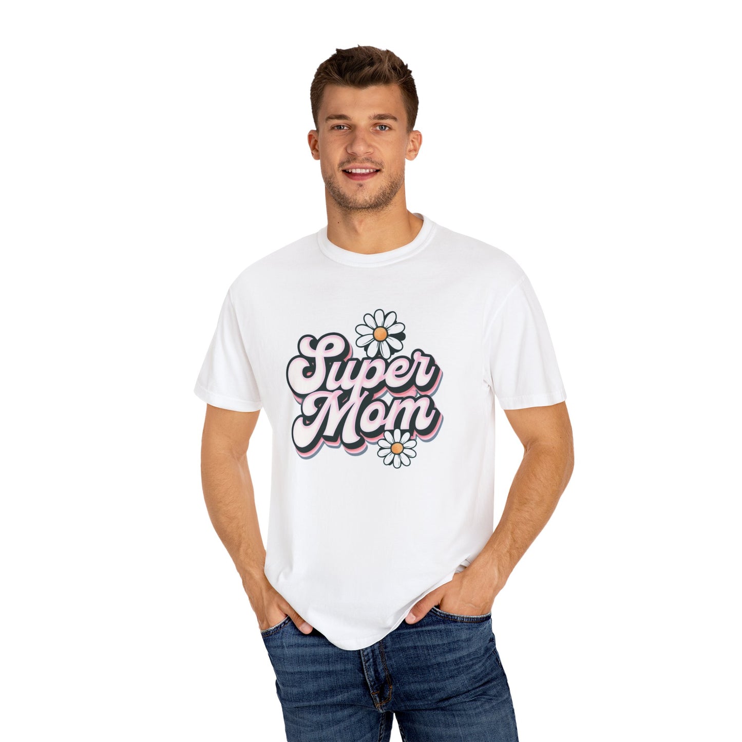 Super Mom T-Shirt, Cute Gift for Mothers Day, Casual Wear, Birthday Tee, Trendy Mom Apparel, Daisies Design