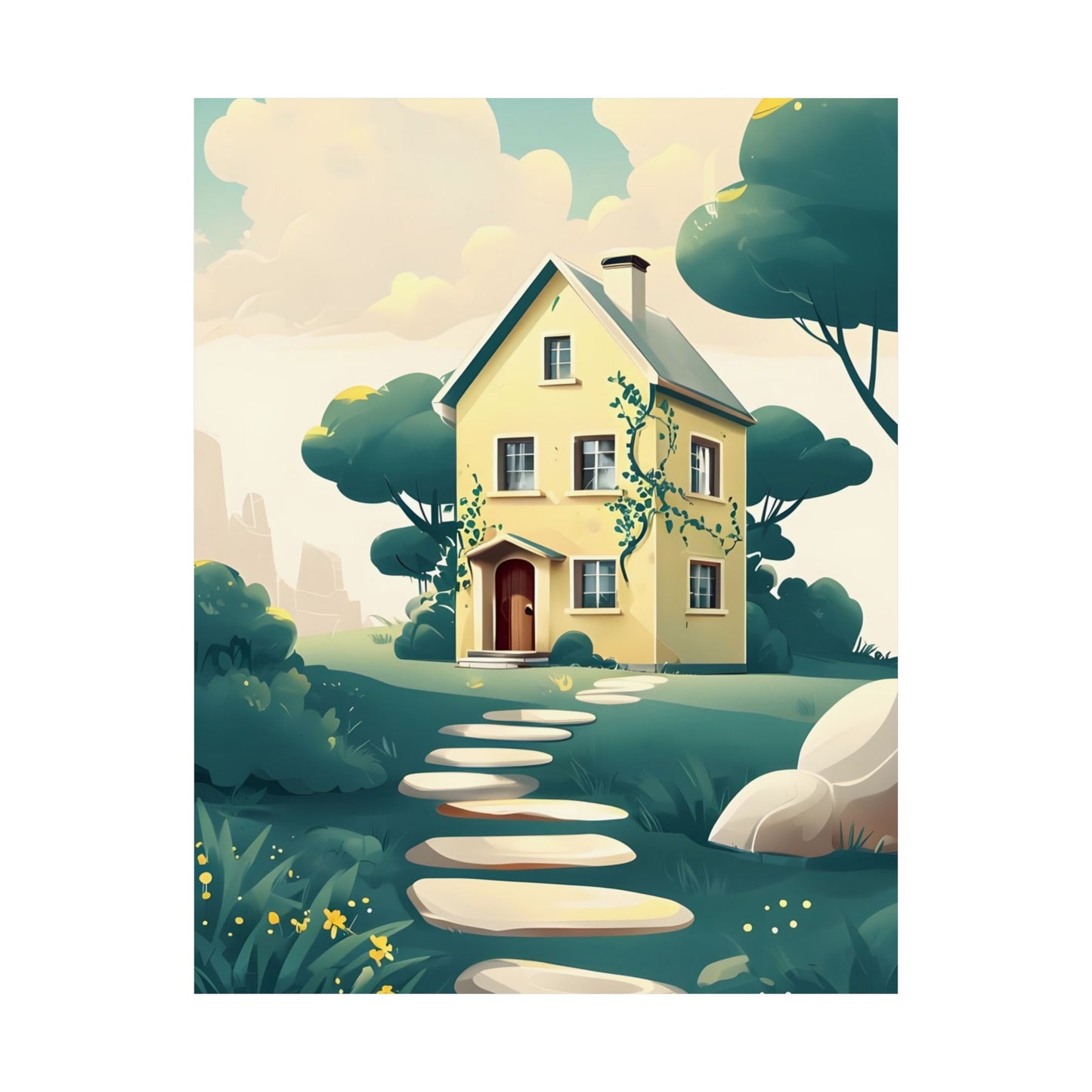 Charming Matte Vertical Posters of Whimsical House Designs | Home Decor, Wall Art, New Home Gifts, Nature-Themed Decor, Housewarming