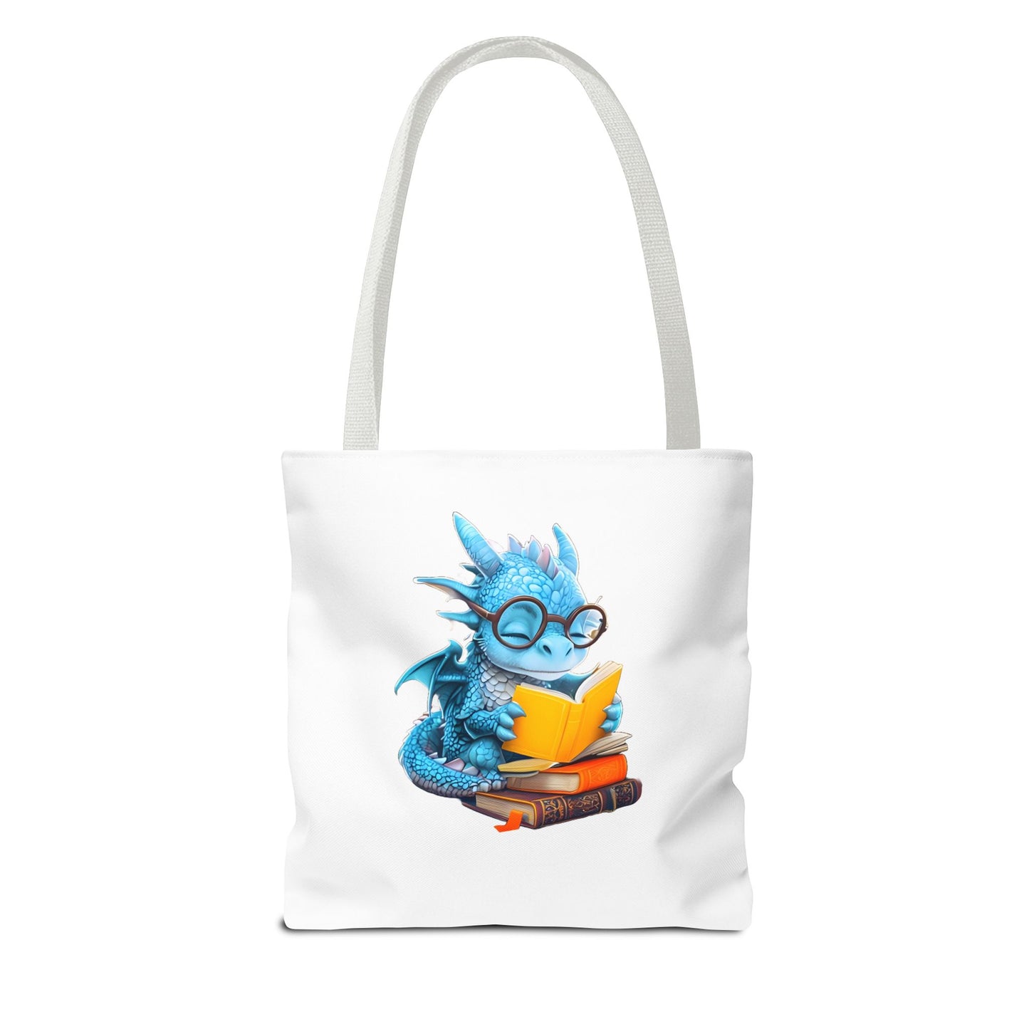 Cute Dragon Reading Tote Bag, Book Lover Gift, Fantasy Art Tote, Dragon Enthusiast, Whimsical Bag for Everyday Use