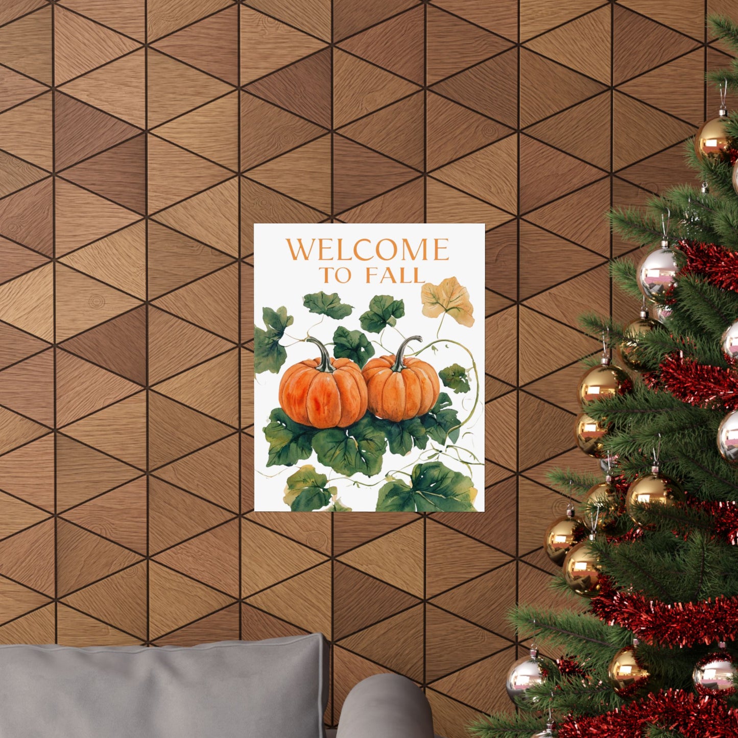 Welcome To Fall Pumpkin Poster, Autumn Wall Art Print, Rustic Pumpkin Home Decor, Fall Seasonal Art, Cozy Harvest Wall Print