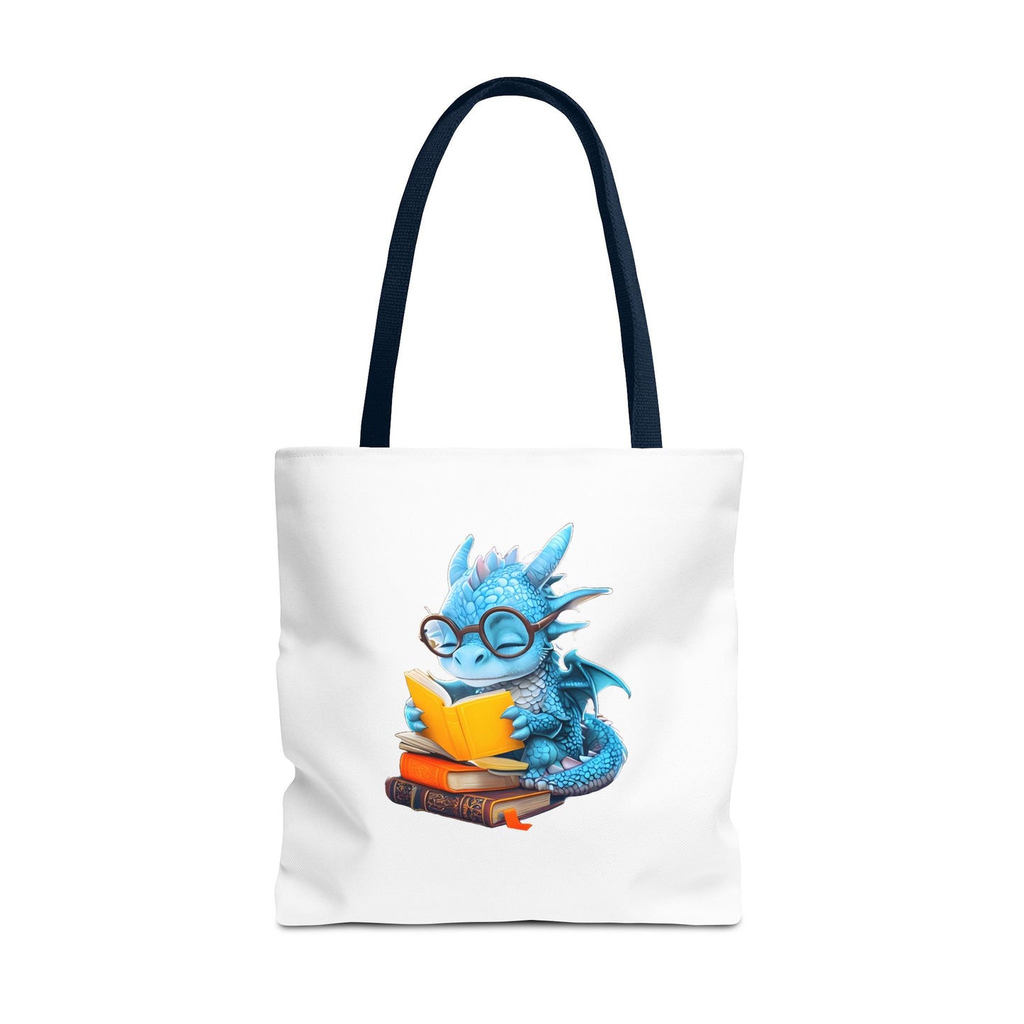 Cute Dragon Reading Tote Bag, Book Lover Gift, Fantasy Art Tote, Dragon Enthusiast, Whimsical Bag for Everyday Use