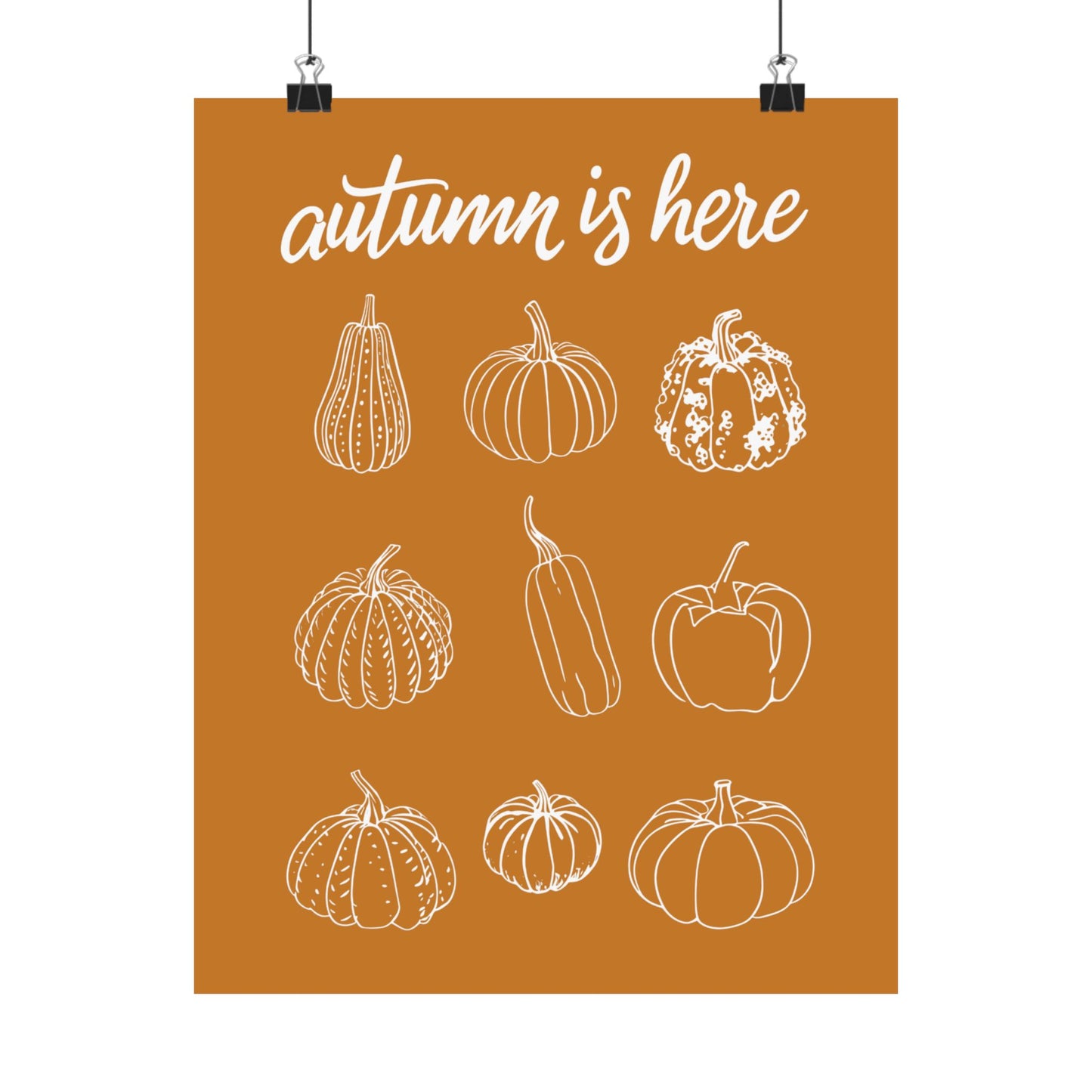Autumn Is Here Pumpkin Wall Art, Fall Seasonal Print, Rustic Pumpkin Illustration, Farmhouse Harvest Home Decor, Fall Botanical Artwork