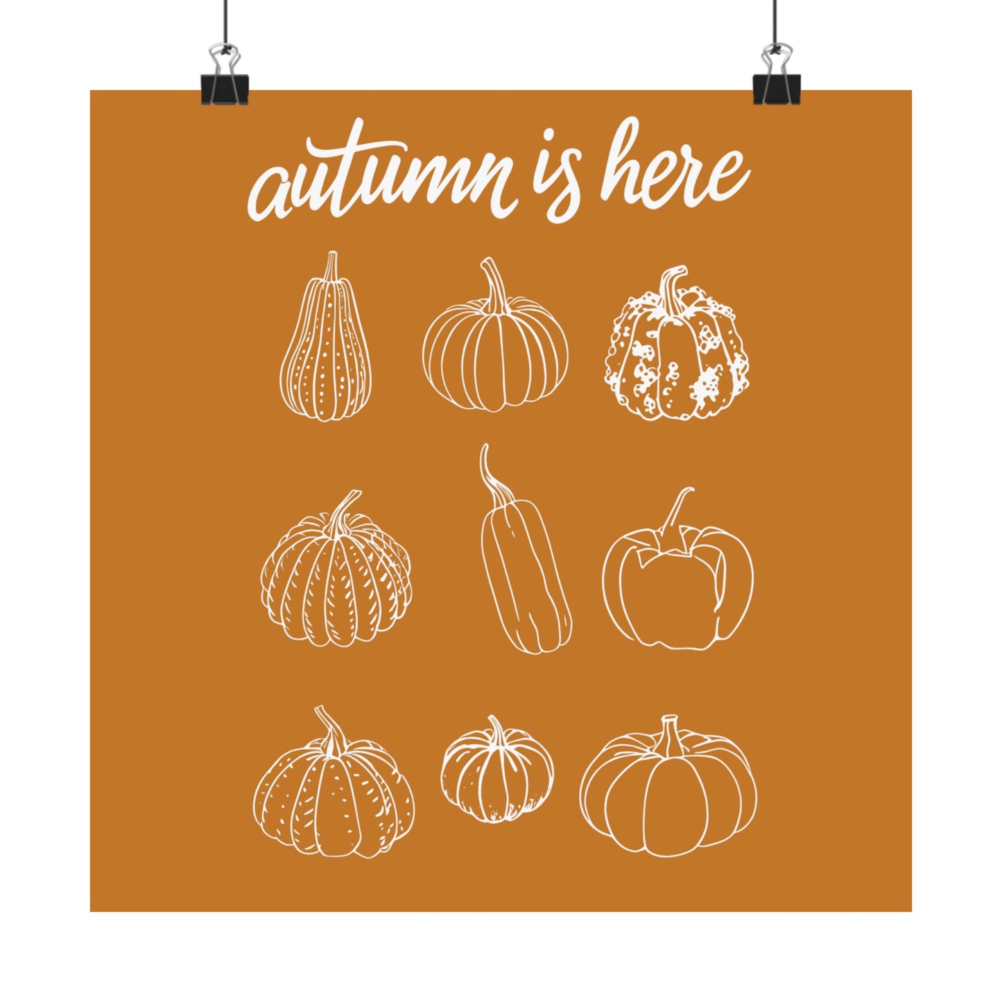 Autumn Is Here Pumpkin Wall Art, Fall Seasonal Print, Rustic Pumpkin Illustration, Farmhouse Harvest Home Decor, Fall Botanical Artwork