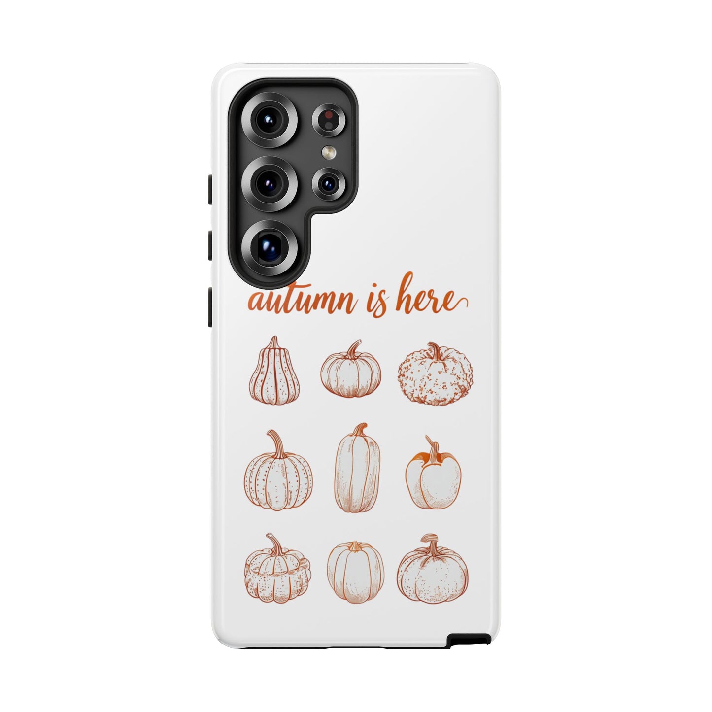 Autumn is Here Pumpkin Phone Case, Fall Pumpkin Illustration Phone Cover, Seasonal Autumn Phone Accessory