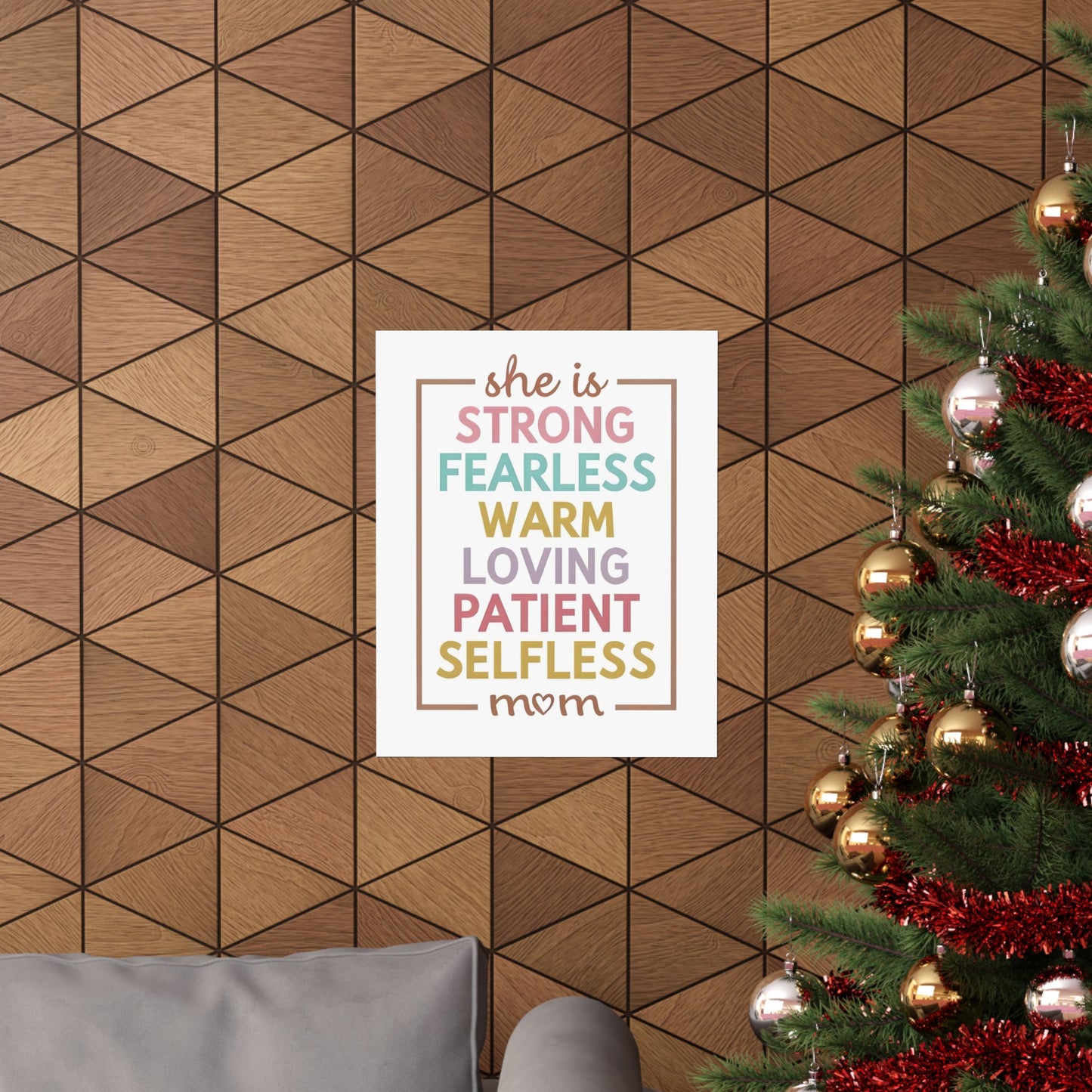Inspirational Mom Wall Art Poster, Positive Affirmation Decor for Mother's Day, Gift for Mom, Selfless, Warm, Fearless