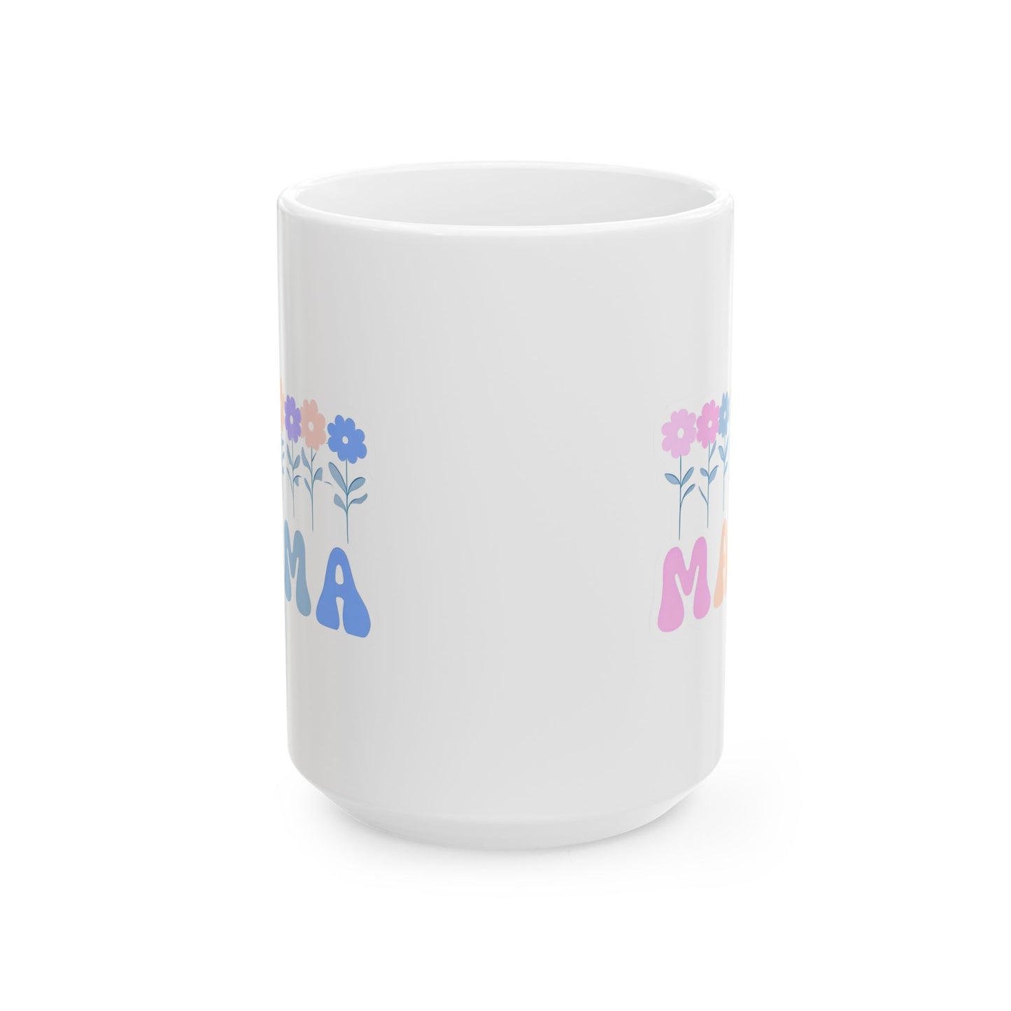 Pastel Floral Mama Mug - Colorful Ceramic Coffee Cup for Mother's Day, Birthday Gift, Tea Mug, Flower Design, Personalized Gift