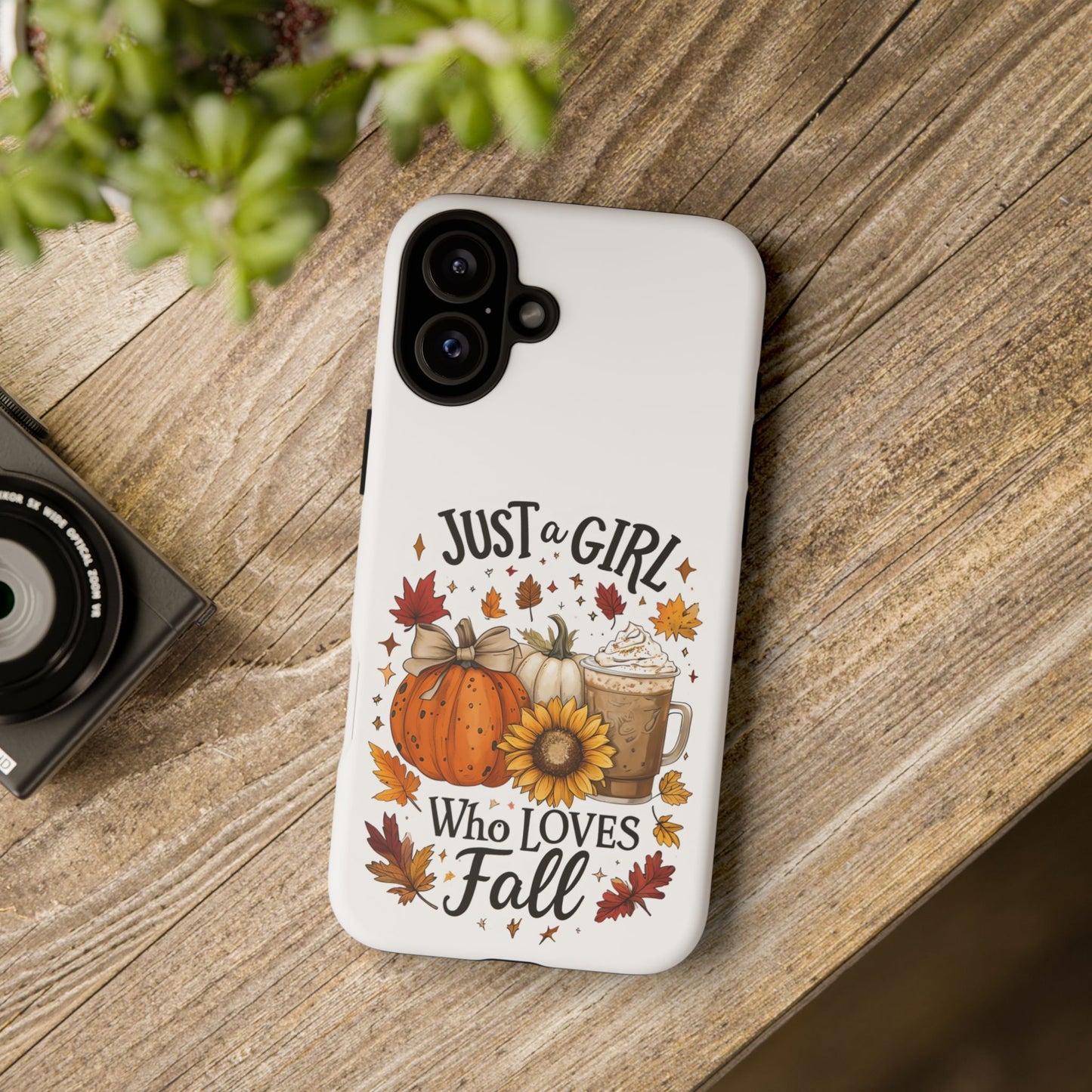 Just a Girl Who Loves Fall Phone Case, Autumn Aesthetic iPhone Cover, Pumpkin Spice Latte Case, Cute Fall Gift