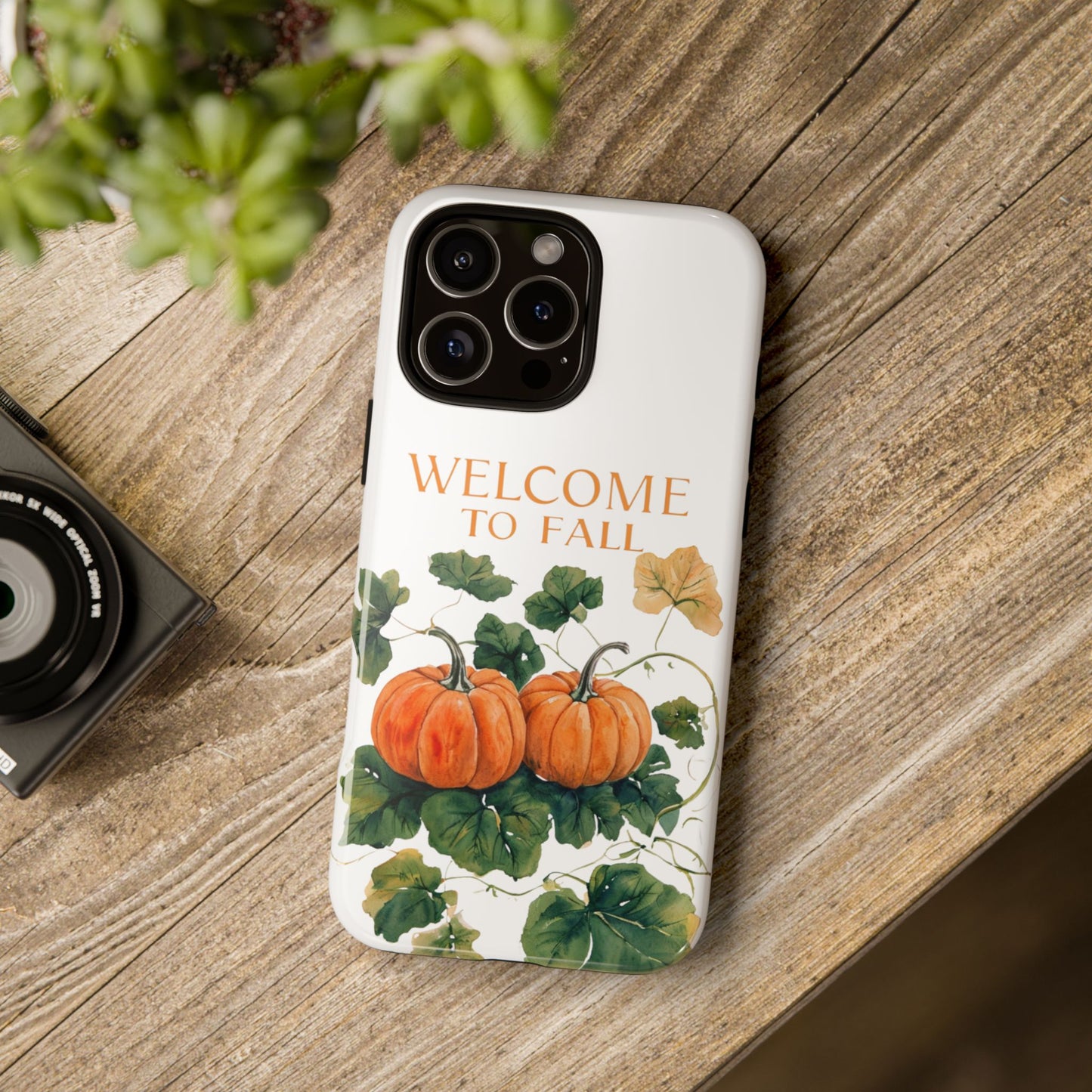 Welcome to Fall Phone Case, Pumpkin Autumn Leaves Design, Fall Aesthetic iPhone Cover, Seasonal Harvest Gift for Her
