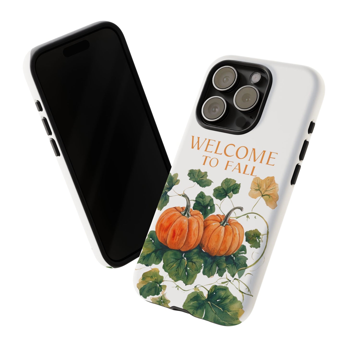 Welcome to Fall Phone Case, Pumpkin Autumn Leaves Design, Fall Aesthetic iPhone Cover, Seasonal Harvest Gift for Her