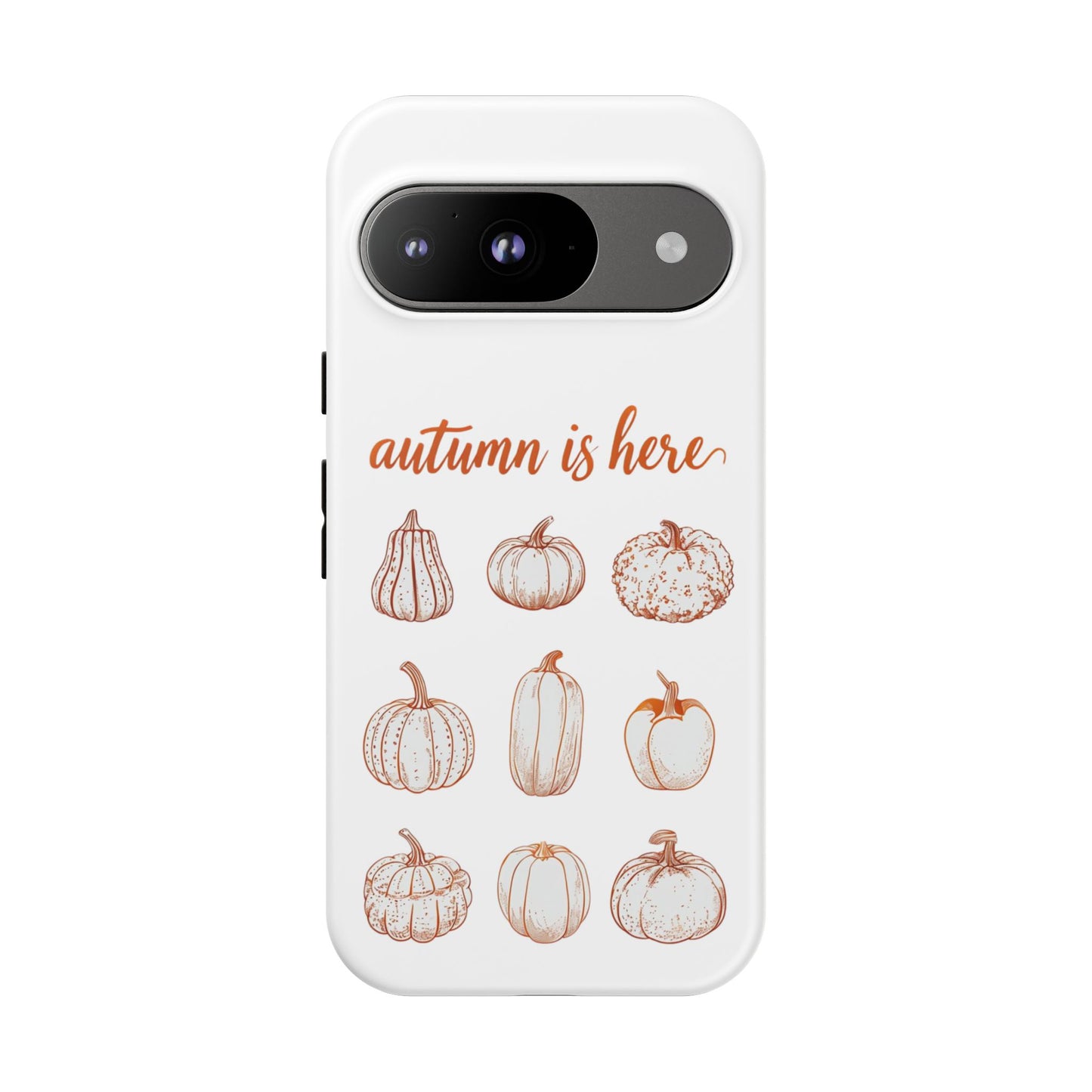 Autumn is Here Pumpkin Phone Case, Fall Pumpkin Illustration Phone Cover, Seasonal Autumn Phone Accessory