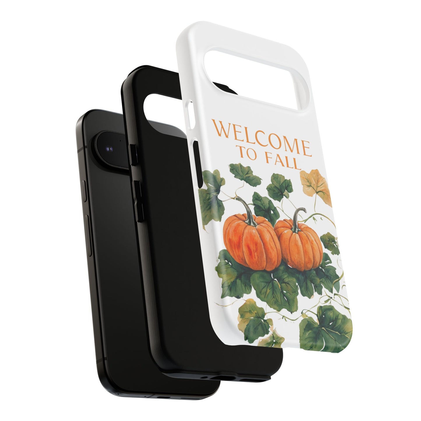 Welcome to Fall Phone Case, Pumpkin Autumn Leaves Design, Fall Aesthetic iPhone Cover, Seasonal Harvest Gift for Her