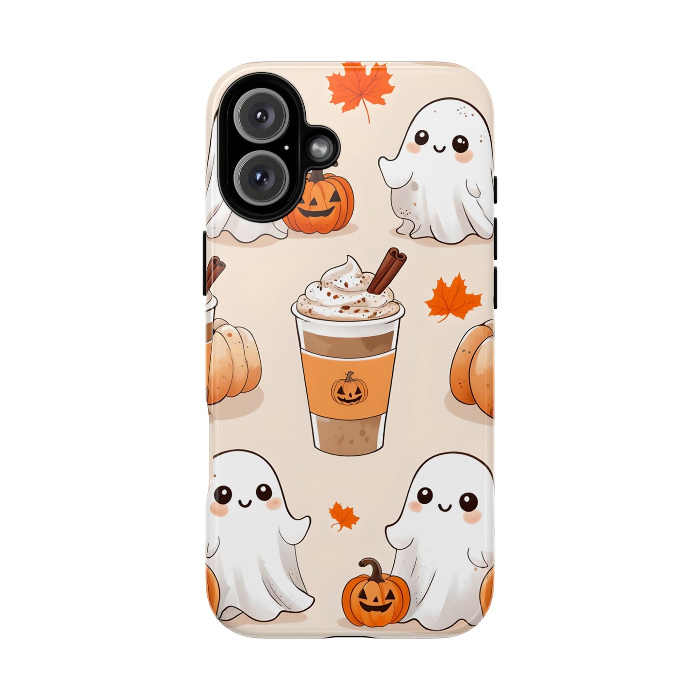 Kawaii Ghost Phone Case, Halloween Coffee Case, Pumpkin Spice iPhone Cover, Cute Fall Phone Grip, Spooky Season Aesthetic