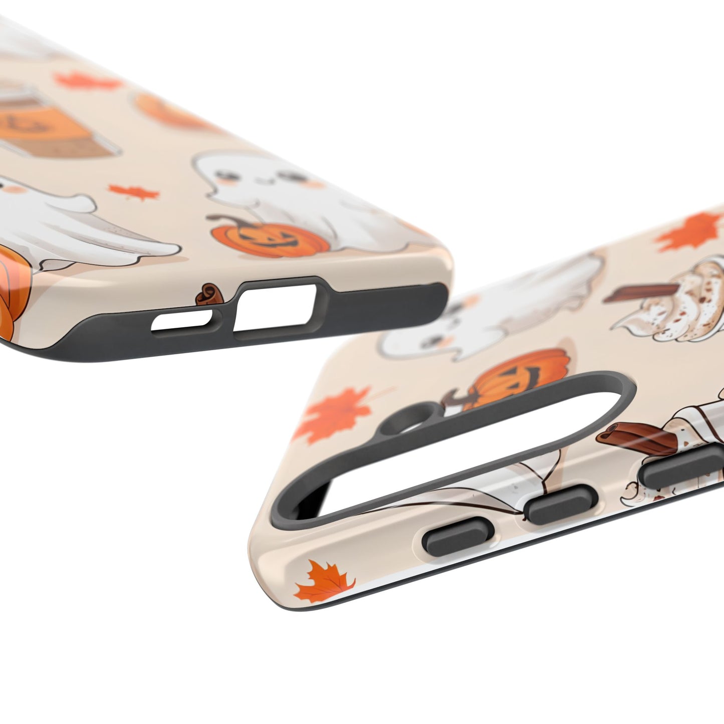 Kawaii Ghost Phone Case, Halloween Coffee Case, Pumpkin Spice iPhone Cover, Cute Fall Phone Grip, Spooky Season Aesthetic