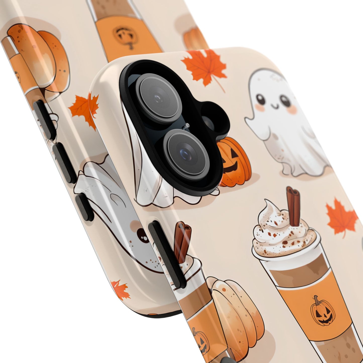 Kawaii Ghost Phone Case, Halloween Coffee Case, Pumpkin Spice iPhone Cover, Cute Fall Phone Grip, Spooky Season Aesthetic