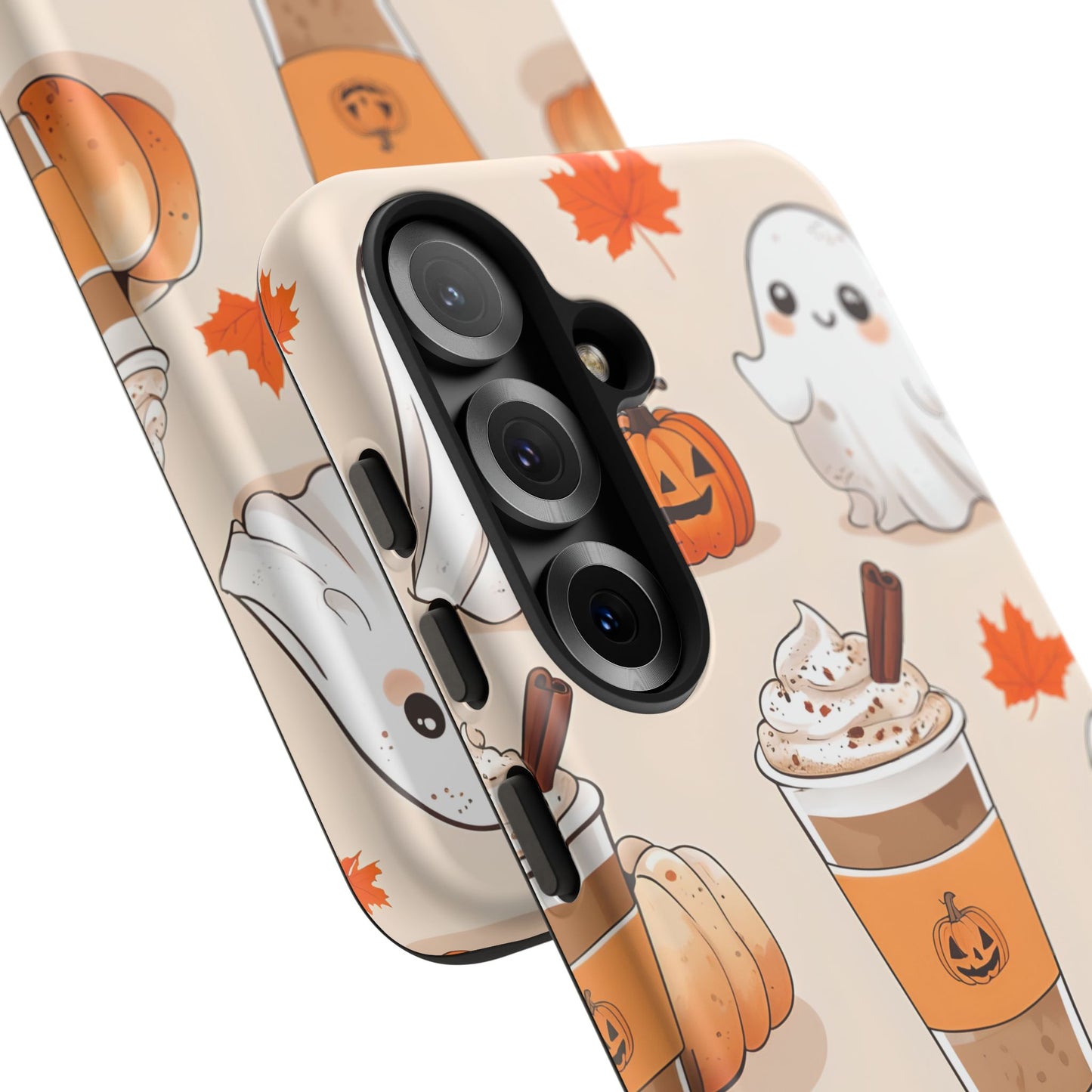 Kawaii Ghost Phone Case, Halloween Coffee Case, Pumpkin Spice iPhone Cover, Cute Fall Phone Grip, Spooky Season Aesthetic