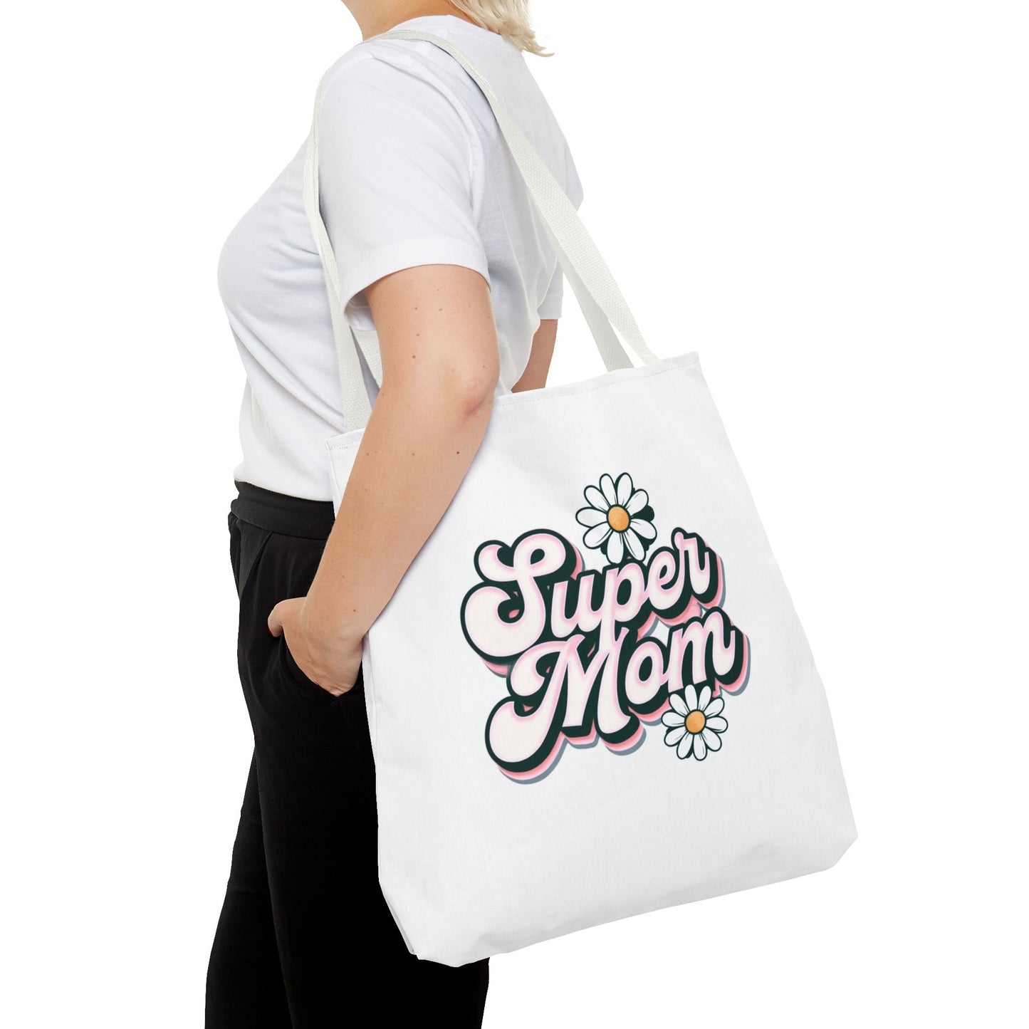 Super Mom Tote Bag - Floral Gift for Mothers Day, Shopping Bag, Eco-Friendly, Everyday Use, Mother's Day Gift, Mom Life