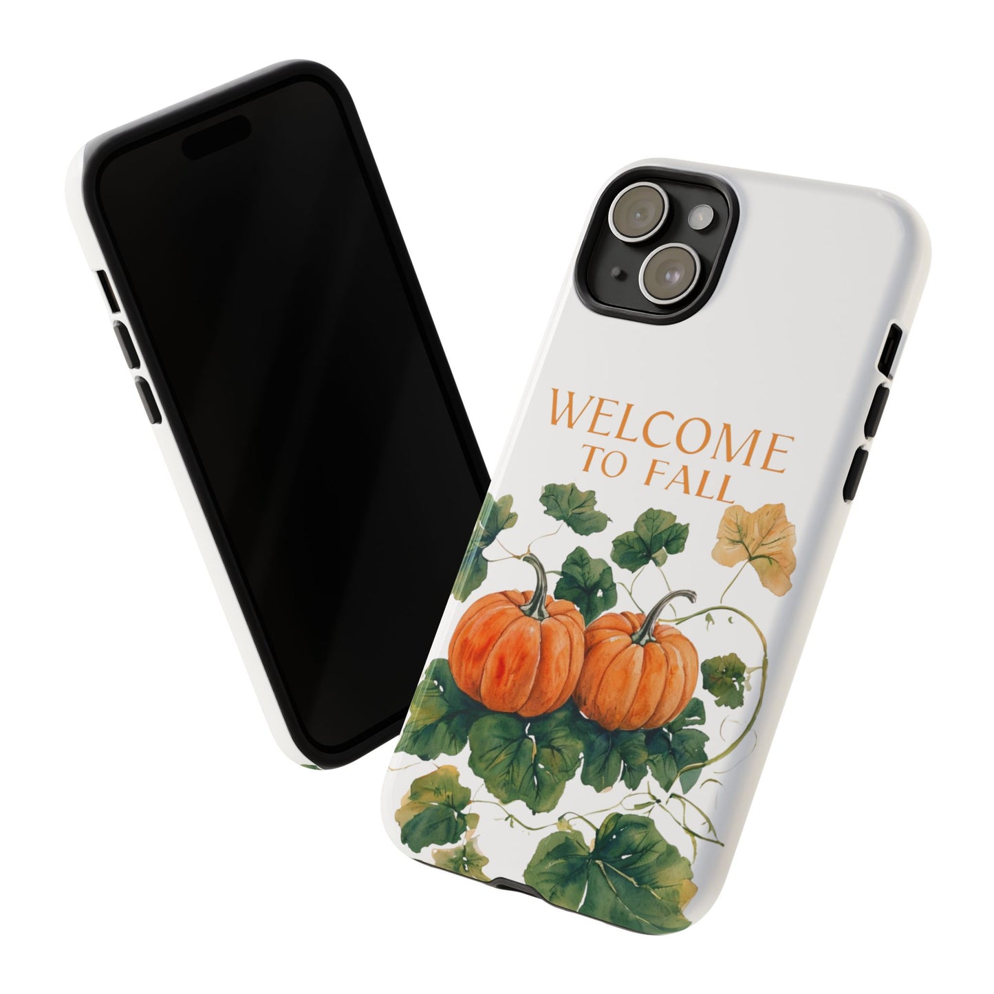 Welcome to Fall Phone Case, Pumpkin Autumn Leaves Design, Fall Aesthetic iPhone Cover, Seasonal Harvest Gift for Her