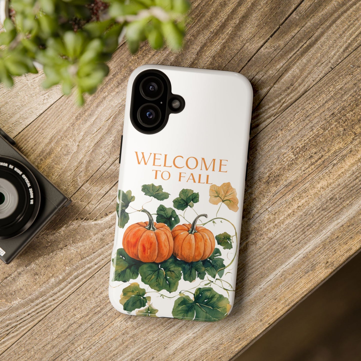Welcome to Fall Phone Case, Pumpkin Autumn Leaves Design, Fall Aesthetic iPhone Cover, Seasonal Harvest Gift for Her